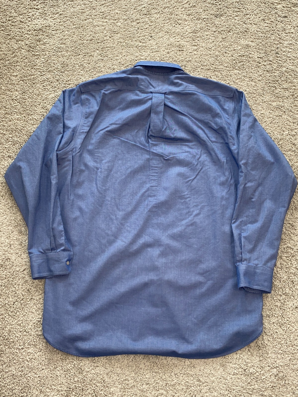 Lands End Button Up Shirt Mens Size 17-37T Long Sleeve Blue