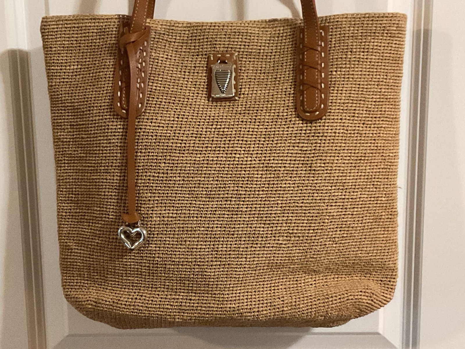 Brighton Natural Brown Straw Tote bag hand made in Madagascar.