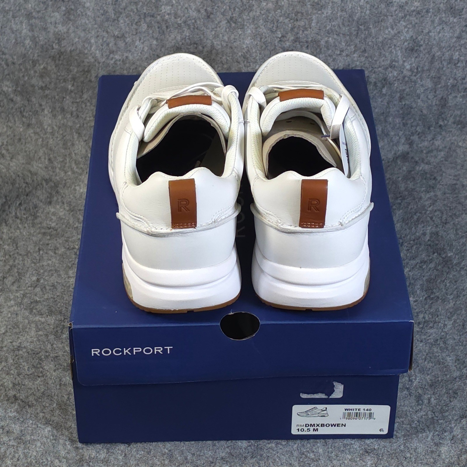 Rockport Bowen Mens White Leather Sneakers Reebok DMX Technology size 7.5 NEW