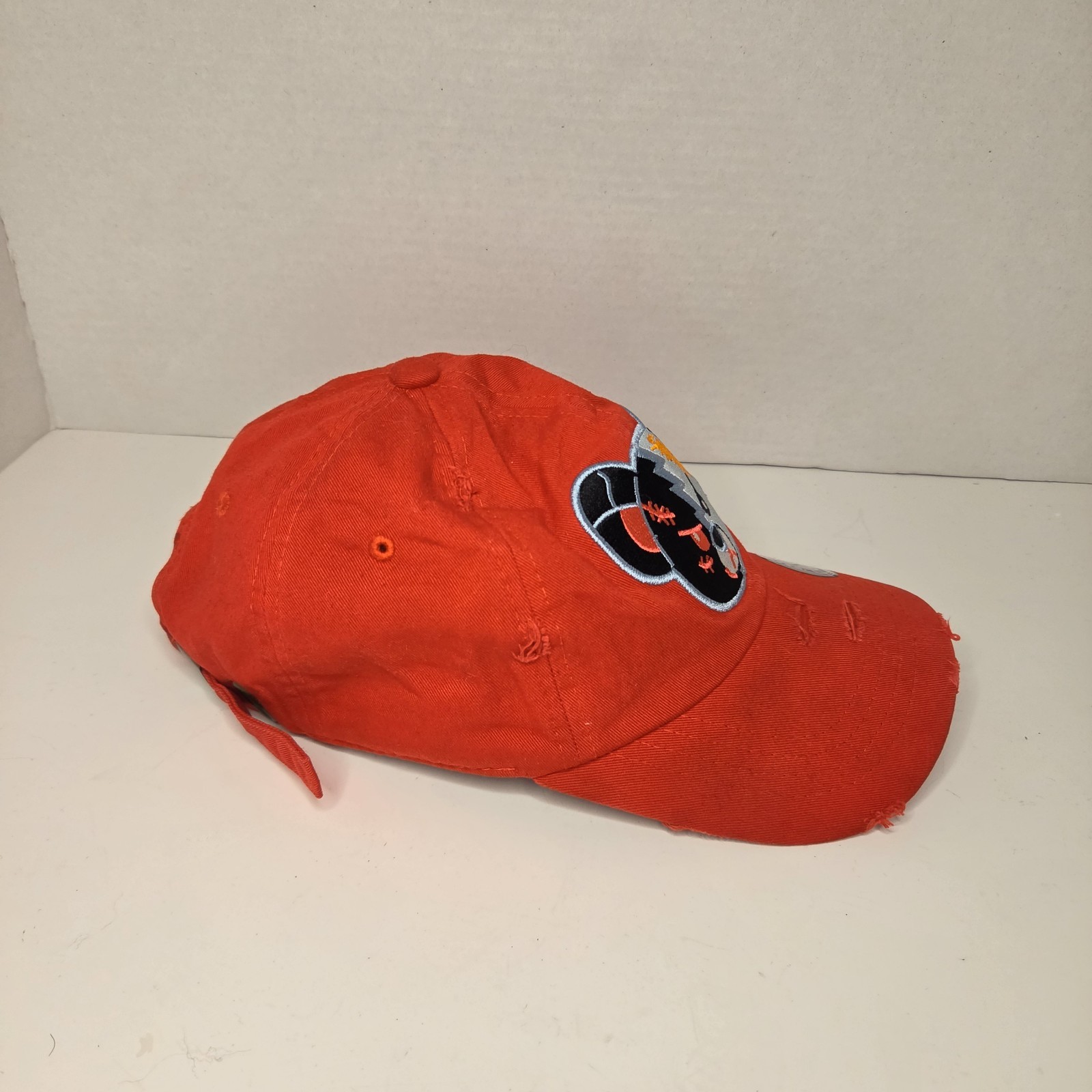 MUKA Headwear Red Savage Teddy Bear Hat Strapback Cap Distressed Style