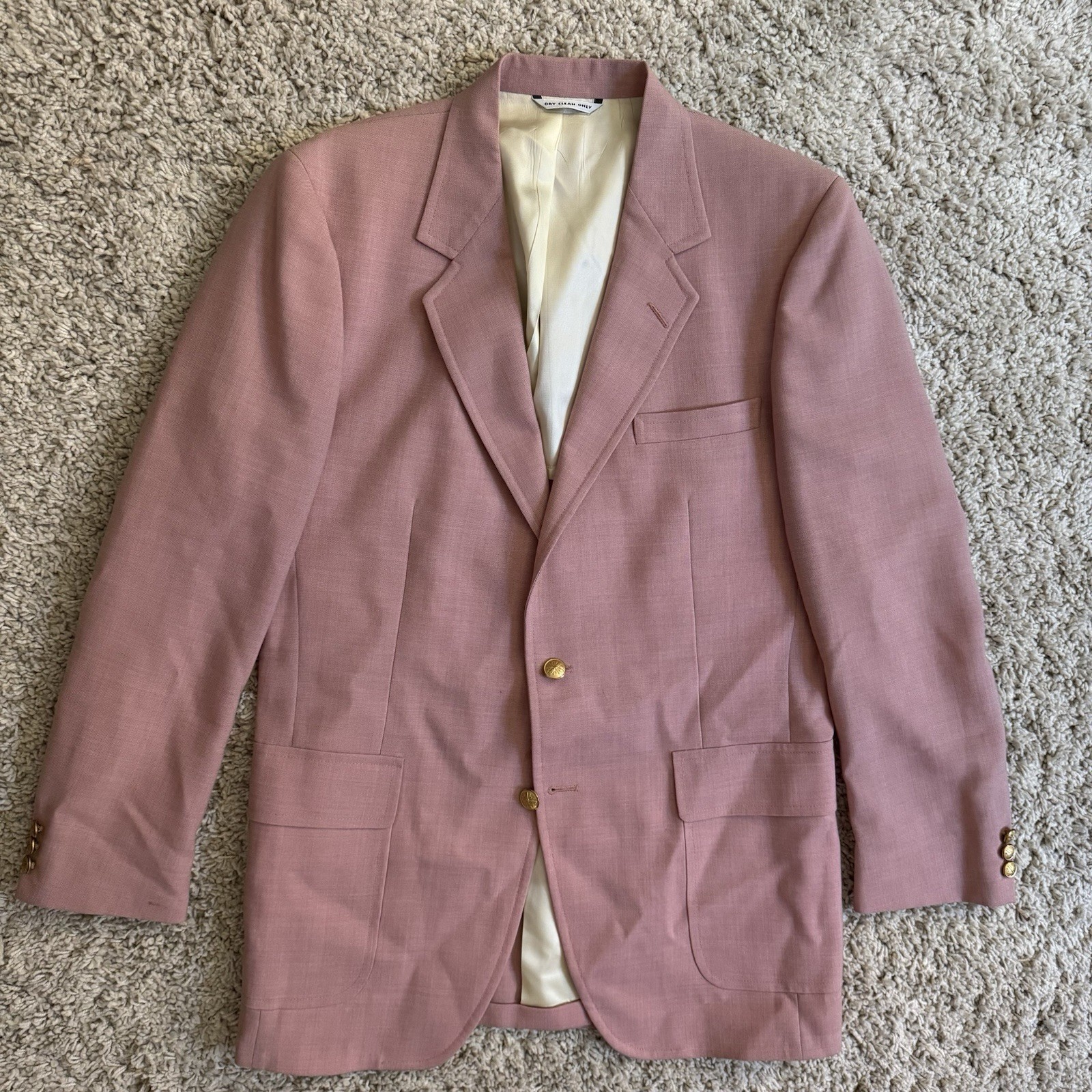 Vintage 60s 70s Mauve Pink Hopsack Summer Blazer 42R Palm Beach Jacket Sportcoat