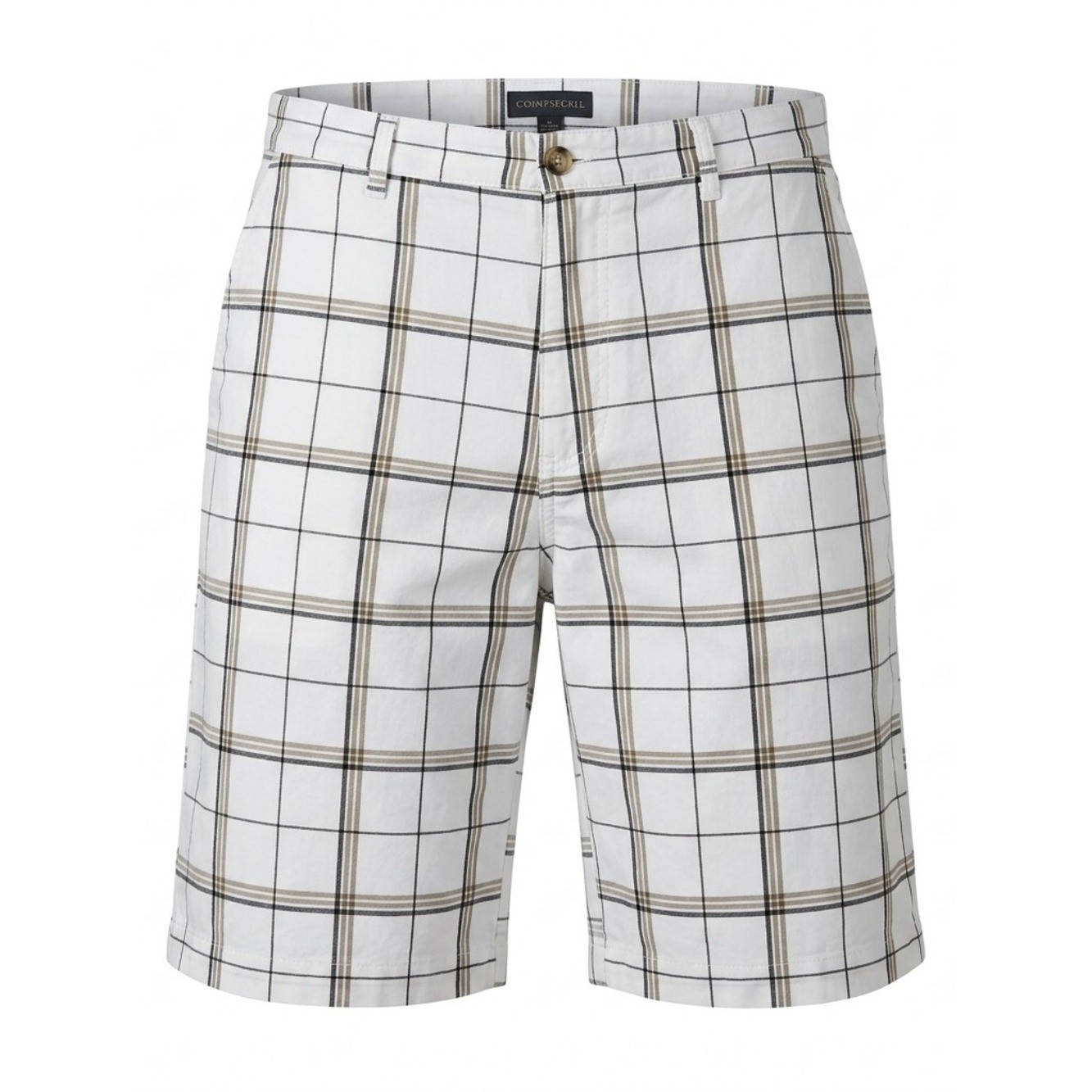 Covington Men’s Plaid Flat Front Shorts White Black Khaki Size 42