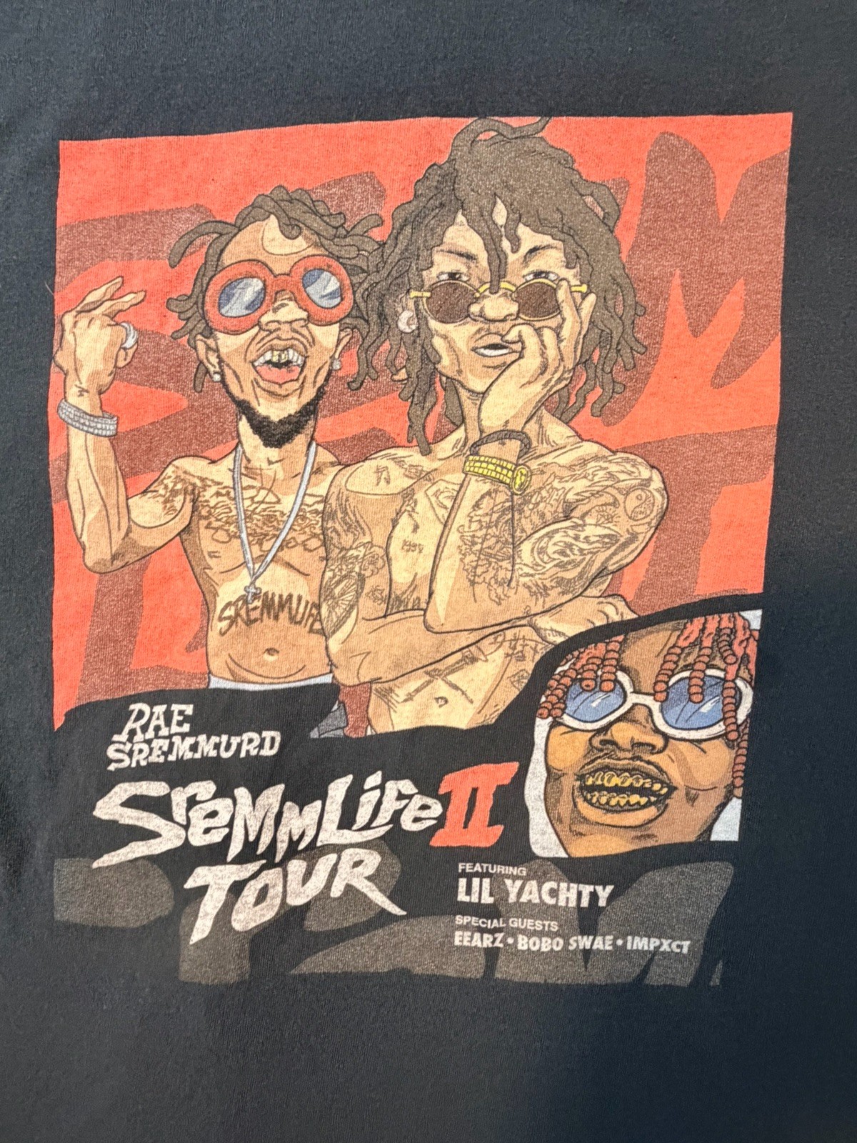 Rae Sremmurd SremmLife II Tour Shirt Mens Medium Black Lil Yachty 2016 Rap Tee