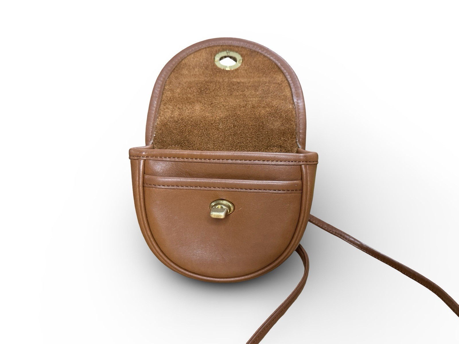 Coach 9826 Tan Leather Crossbody Belt pouch Saddle Bag with Gold Hardware