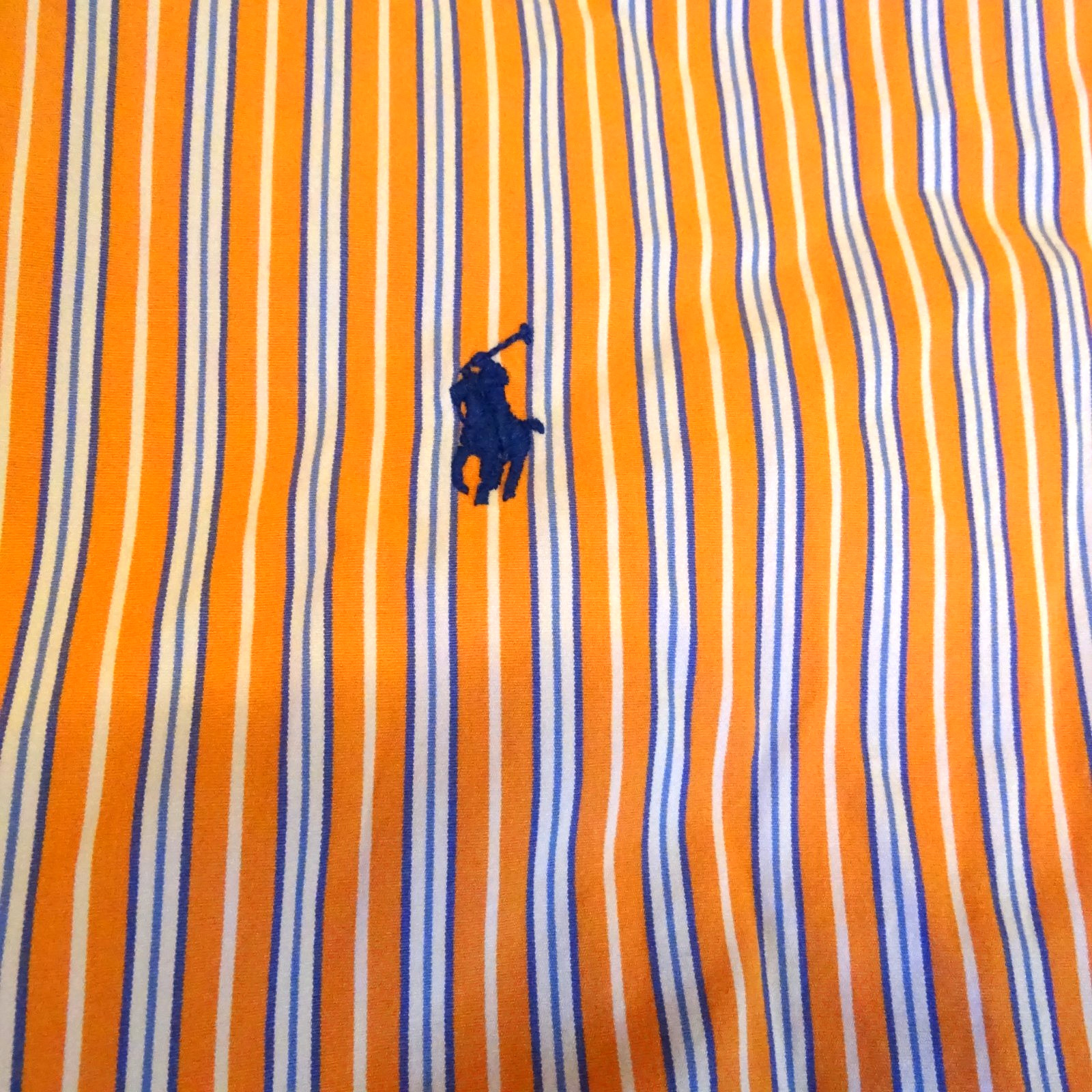Ralph Lauren Button Down Shirt Custom Fit Long Sleeve Size XL Orange Striped