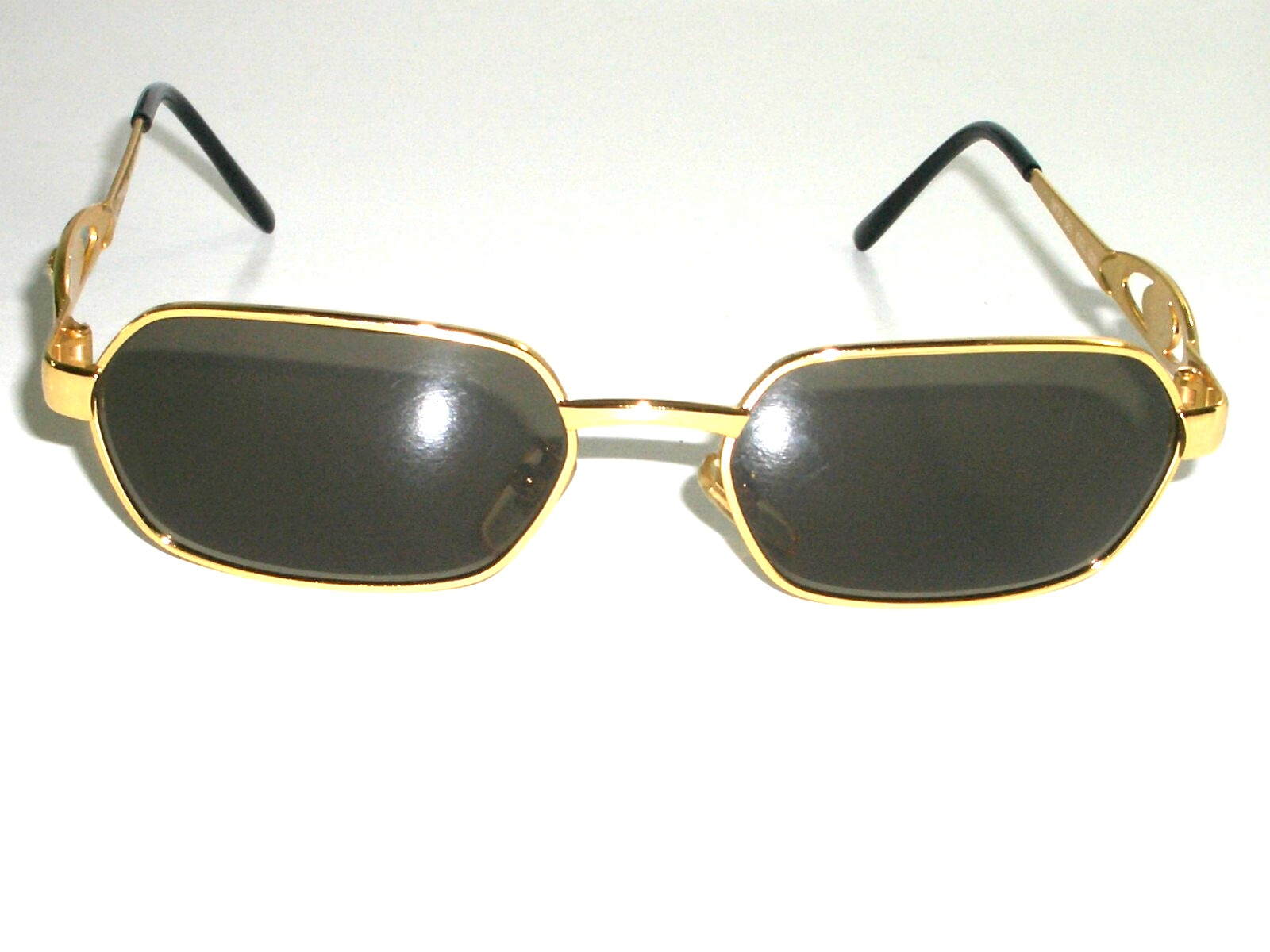 GIANNI VERSACE MOD. S81 COL.030 SLEEK GOLD RECTANGULAR OLIVE SUNGLASSES NEW