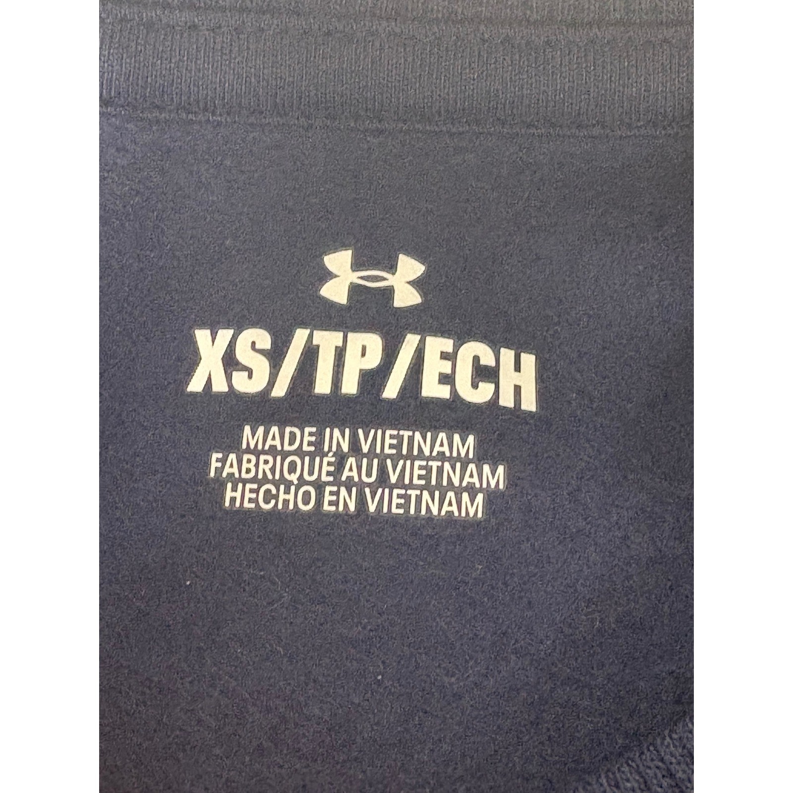 Under Armour Womens XS Oversized Varsity Crew Sweatshirt Navy Yellow Logo