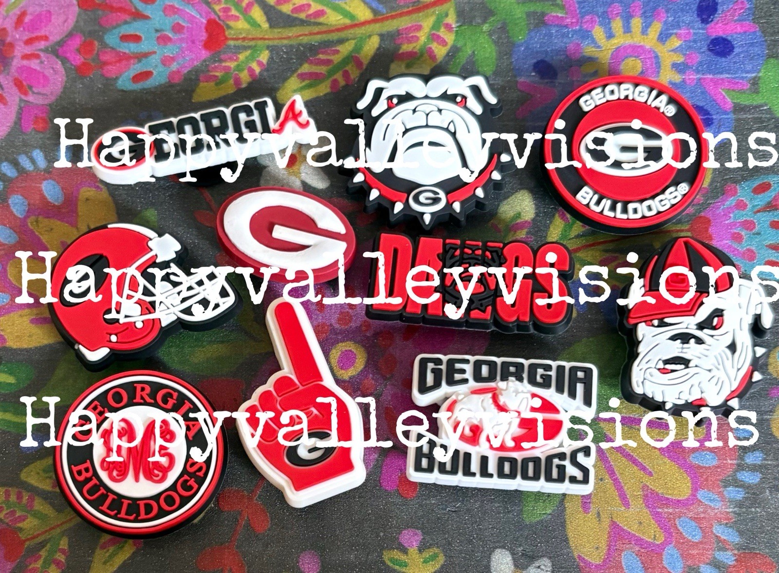 10 Piece GEORGIA College University Shoe Charms Clog Decorations PVC NEW BULLDOG