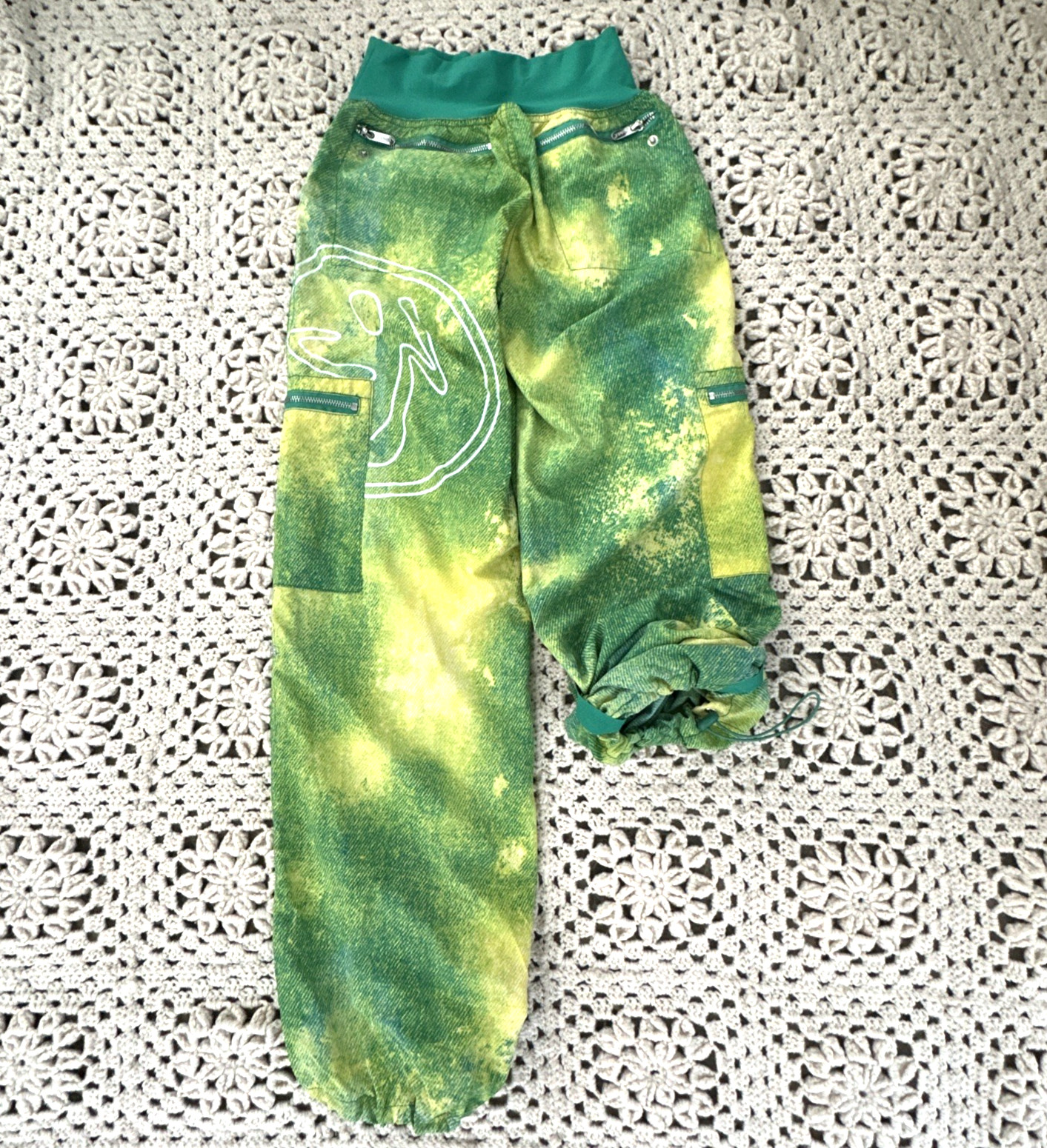 Zumba Pants Womens Green Cargo Parachute Adjustable Ankle Strap XS