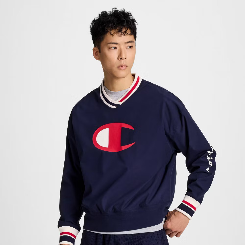 Champion Men V-Neck Pullover – Navy S