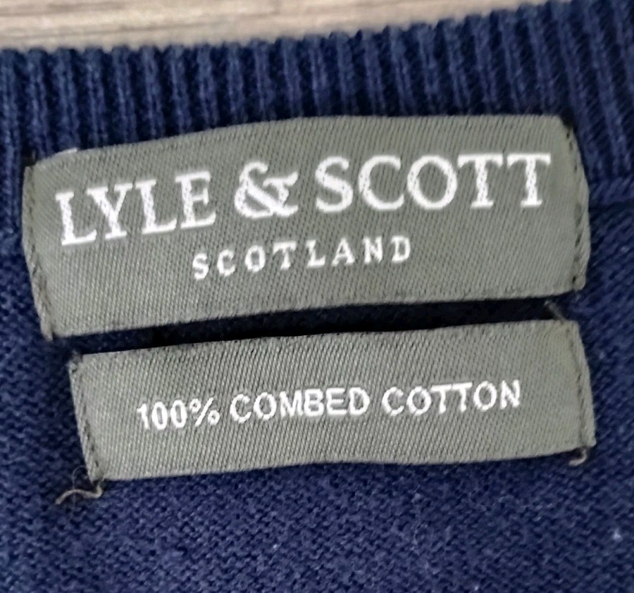 Lyle & Scott 100% Combed Cotton Sweater Vest Blue Men’s Size M Preppy Golf