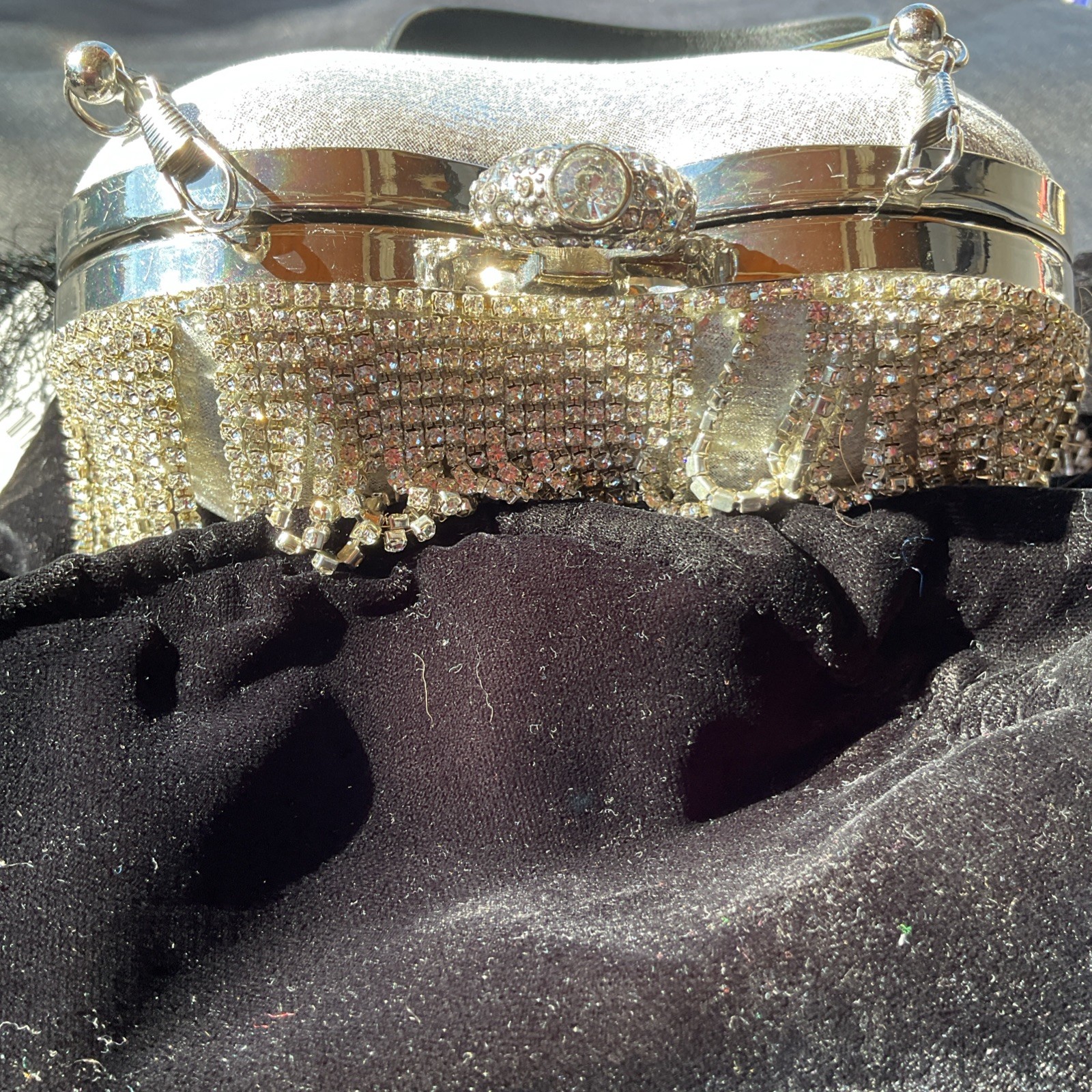 Heart Shaped Crystal Evening Bag Clutch Purse Tassel Wedding Party Hand Bags