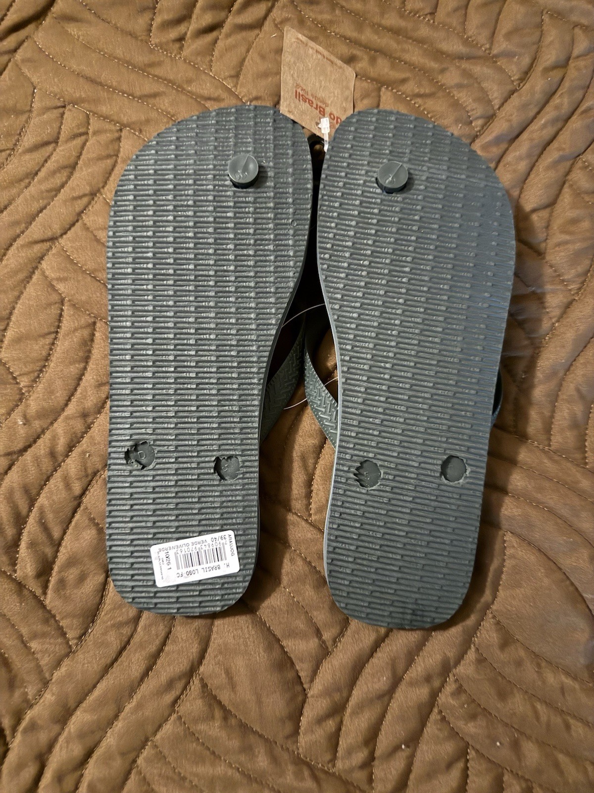 Havaianas Brazil Logo Green Flip Flop Sandals Slip Resistant EU 39/40 US 9/10