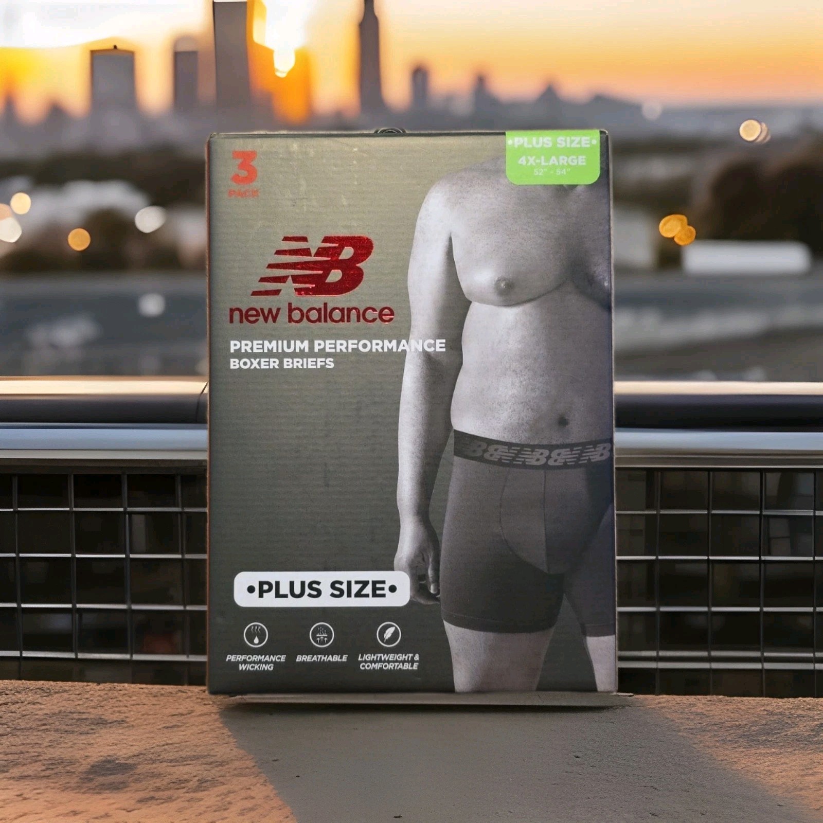 NEW BALANCE 3Pk Performance Boxer Briefs Men’s Big&Tall 4X Assorted Colors Plus