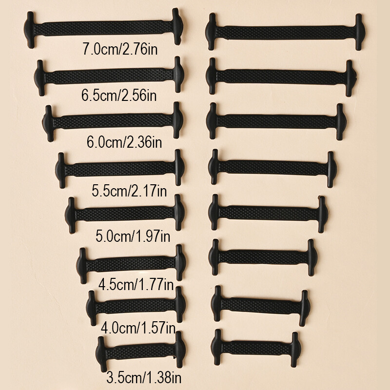 14 Black/White Elastic Lacing System Laceless Slip On No Tie Shoe Laces Silicone