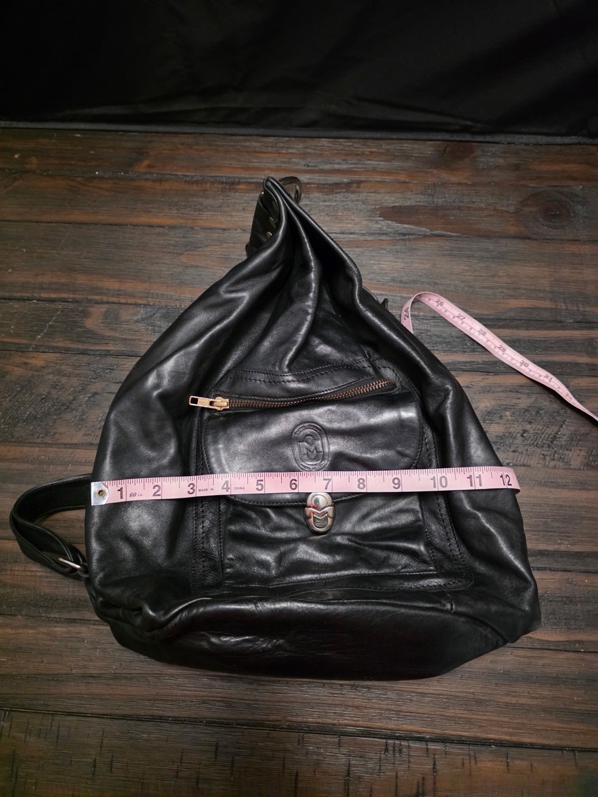 Marino Orlandi Italian Black Leather Metal Accents Sling Crossbody Bag