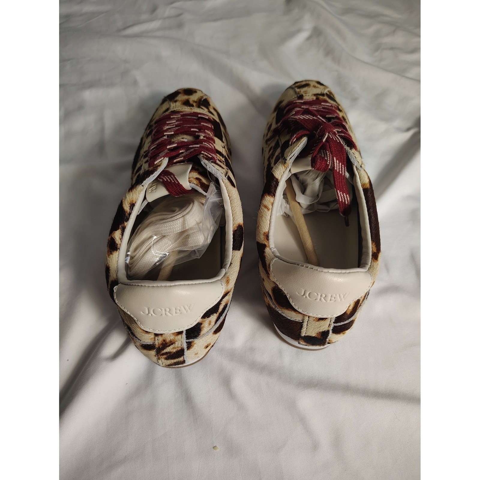 J.Crew Leopard Print Calf Hair Sneakers Trainers Brown Tan Burgundy Women 9