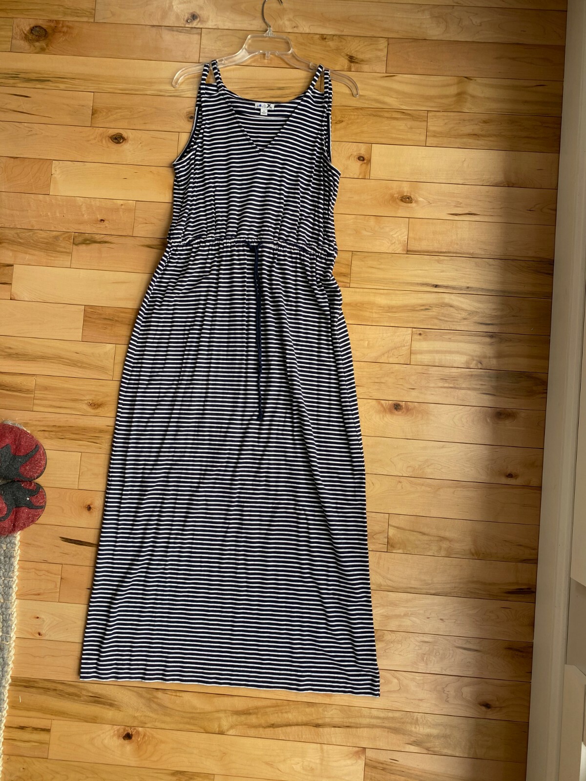 Womens LL Bean striped cotton maxi dress size S in EUC