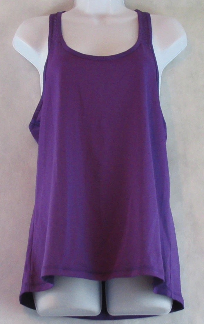 Ideology Women’s Perforated Active Racerback Tank Top, Iris Purple, XL