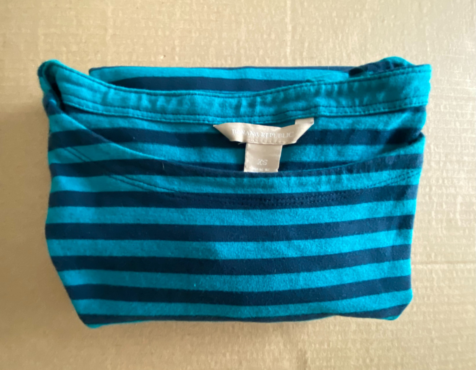 Banana Republic Blue-Green Striped Pullover Top 3/4 Sleeve Women’s XS RN 54023