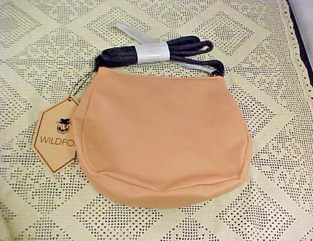 Wildfox Purse Saddle Bag PVC Polyester Lined Long Shoulder Strap Peach Color New