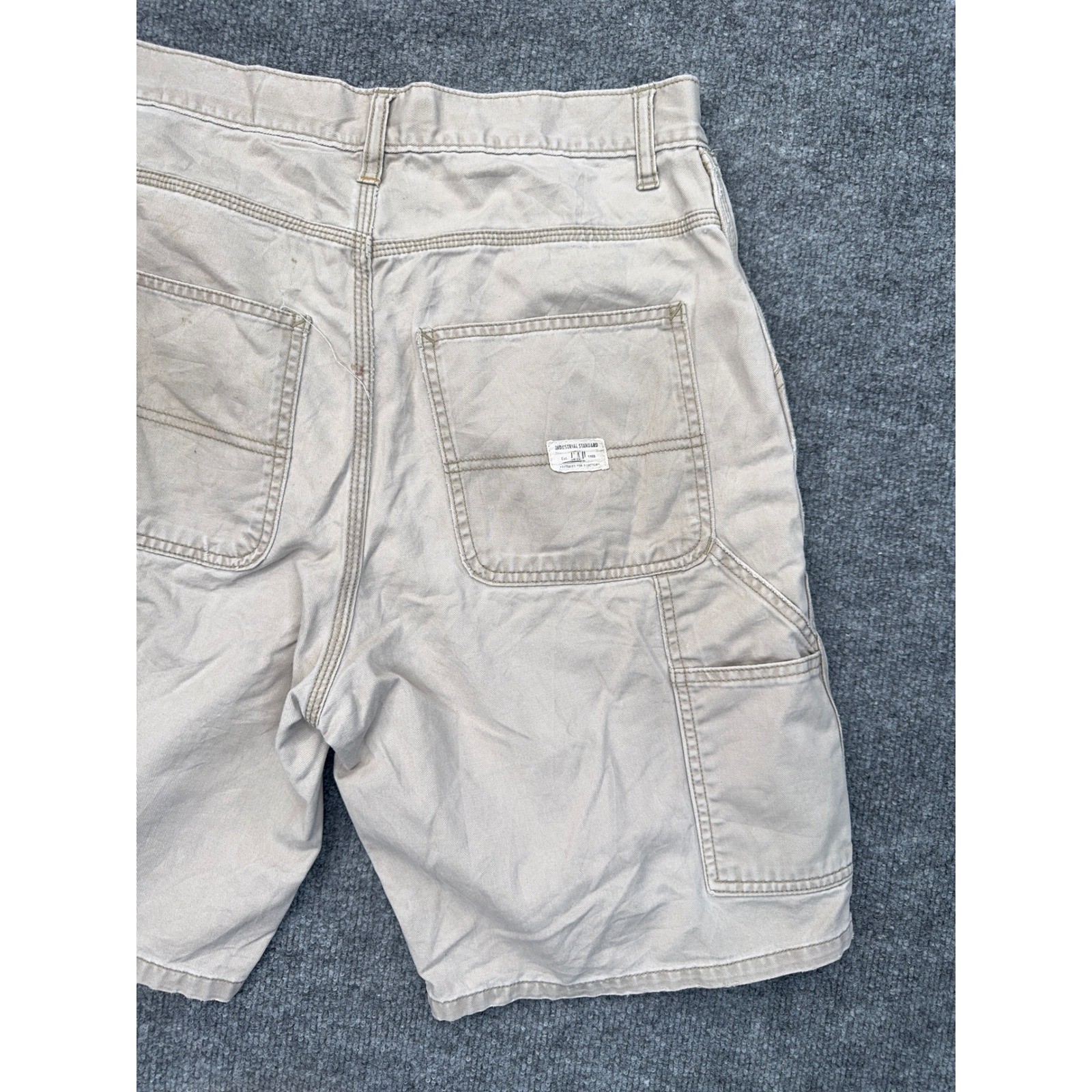 Gap Mens Carpenter Shorts Tan Khaki Cotton Utility Workwear Size 30 Hammer Loop