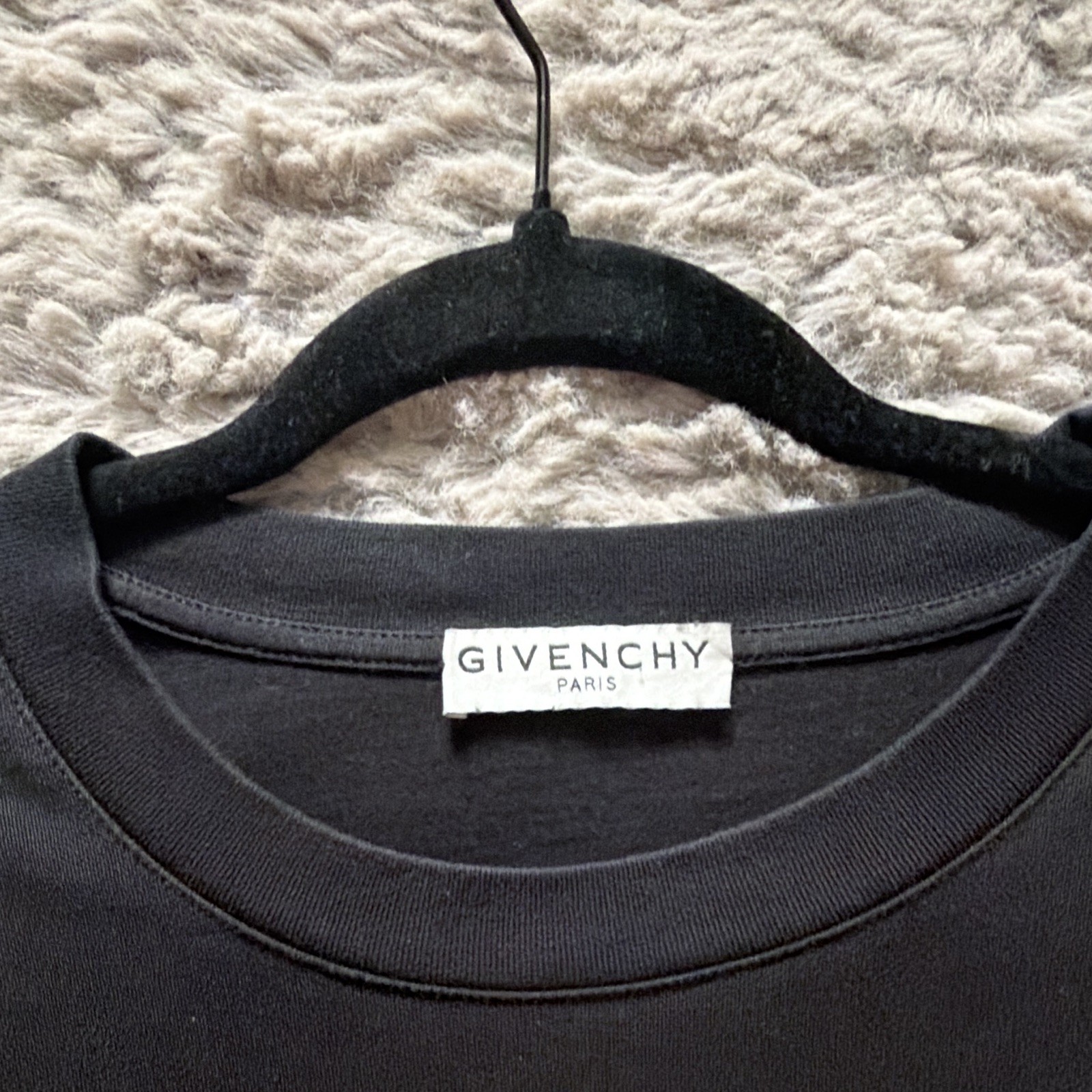 Givenchy Men’s Black XL Cotton Jersey Crew Neck Spirit Logo Graphic T-Shirt