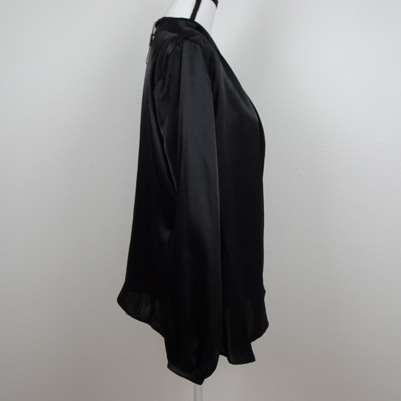 Calvin Klein Faux Wrap Blouse Top Women’s Plus Size 1X Black Satiny Dressy