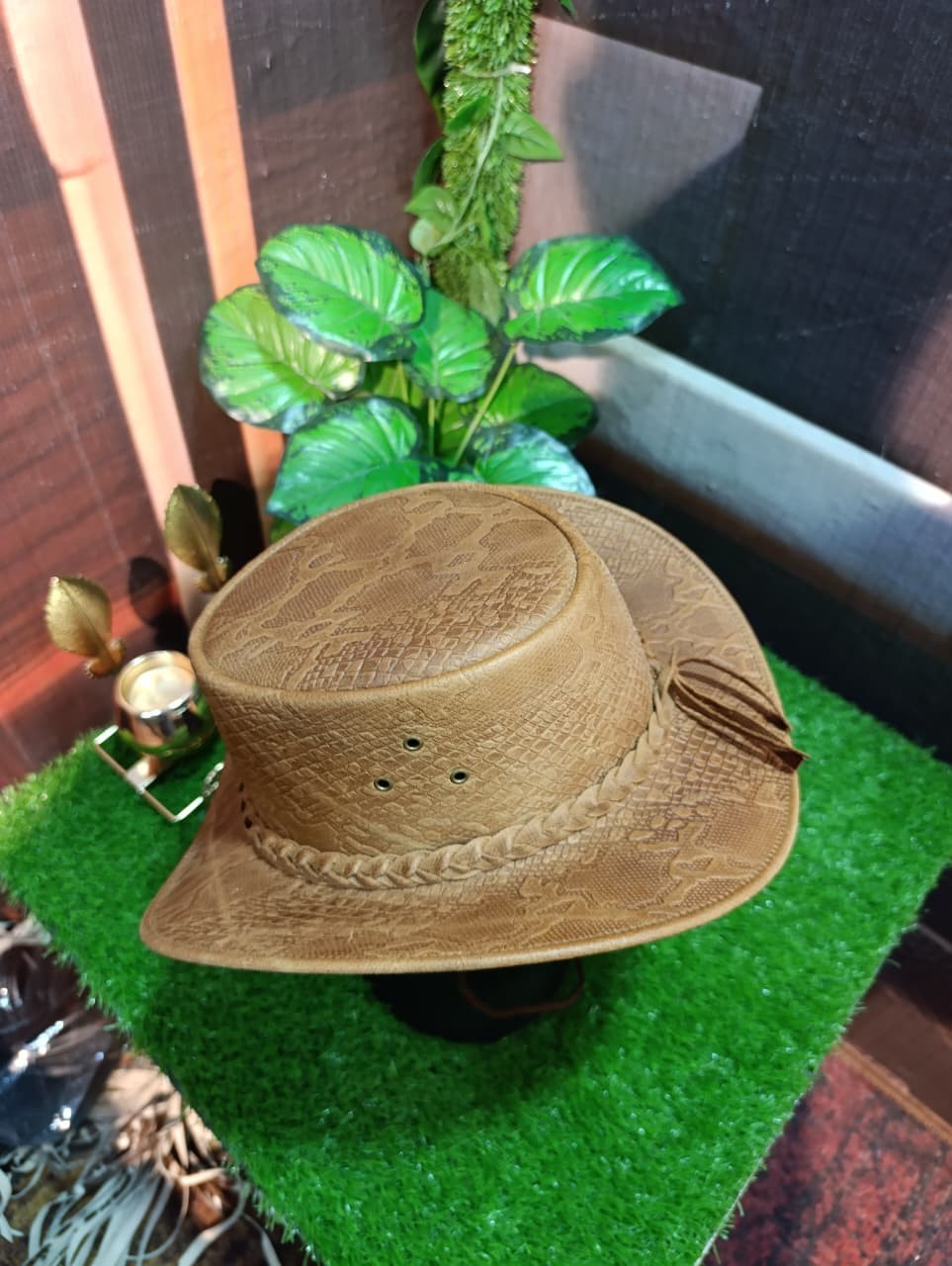 Western Style Genuine Leather Python Cowboy Hat Wide Brim for Men & Women