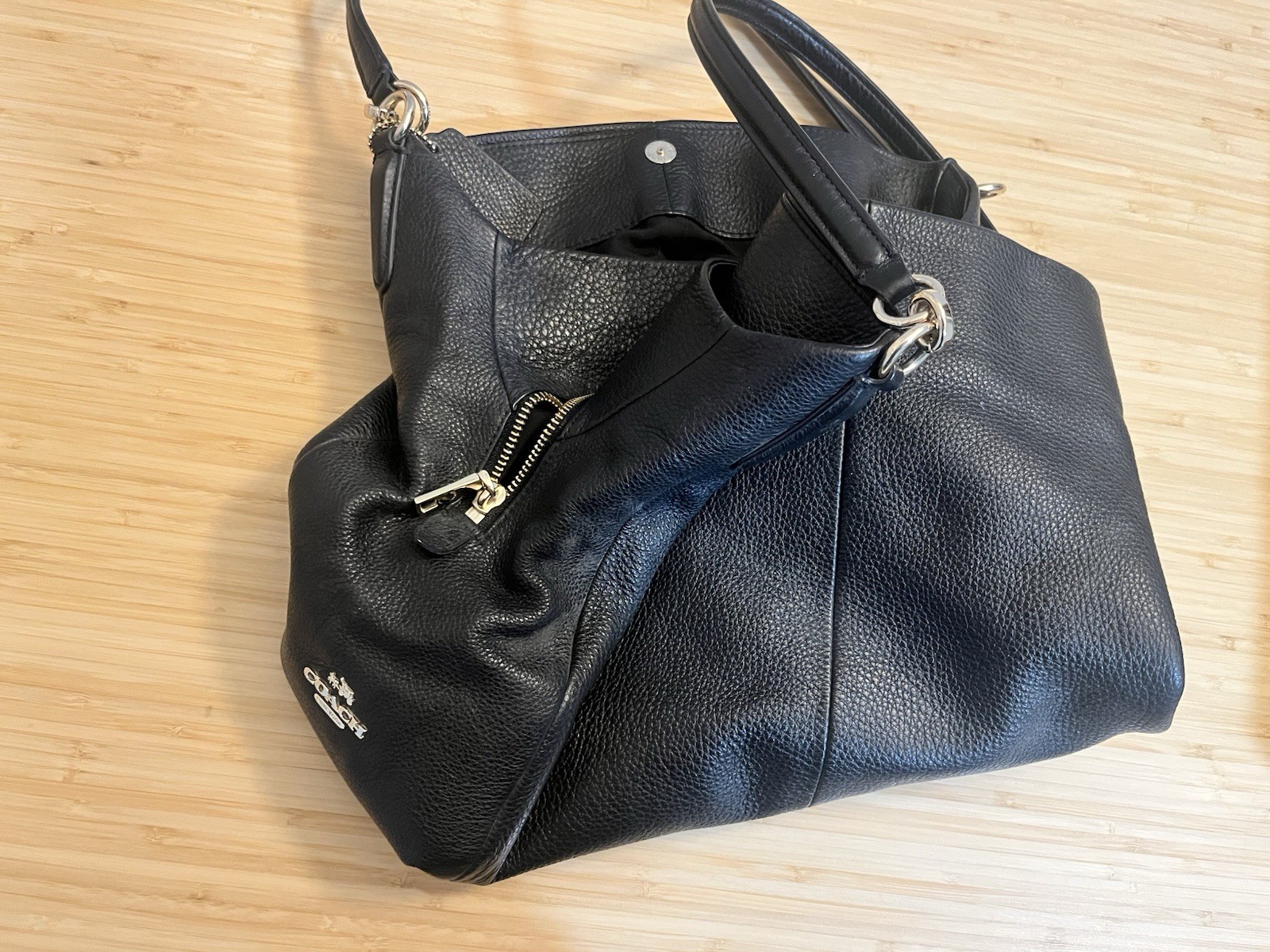 Coach Madison Phoebe Black Pebbled Leather 3 Compartments Shoulder Bag