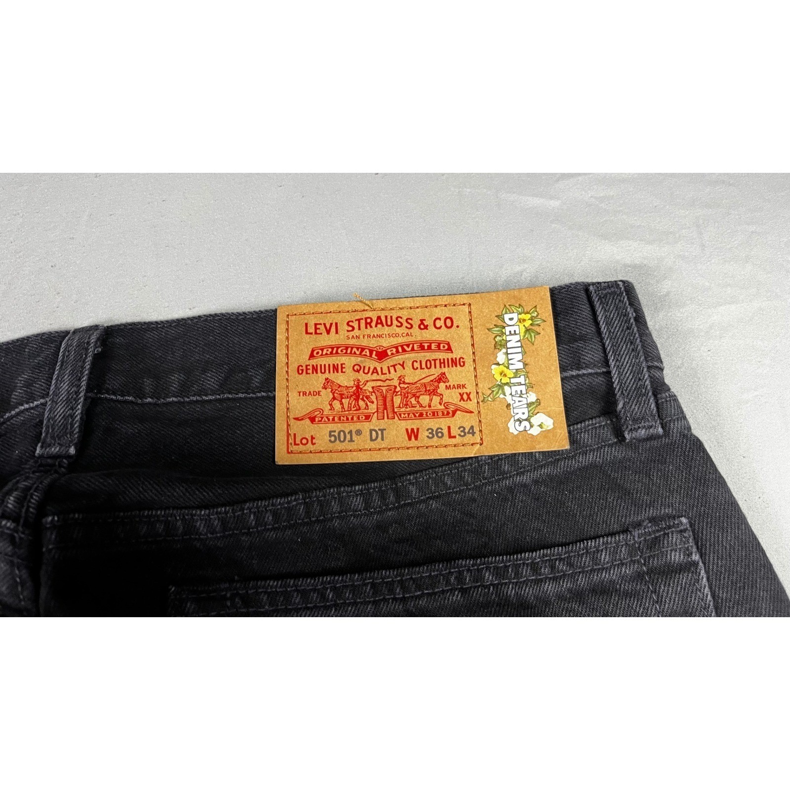 Denim Tears Levi’s 501 DT Mens Black Straight Leg Jeans 36×34 Button Fly New