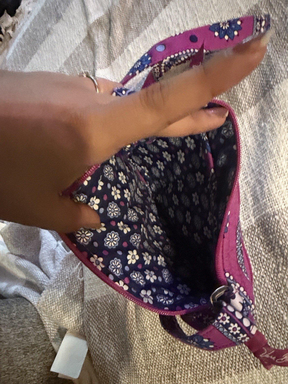 Vera Bradley Small Purple Paisley Crossbody Bag Zip Closure Lined Pockets