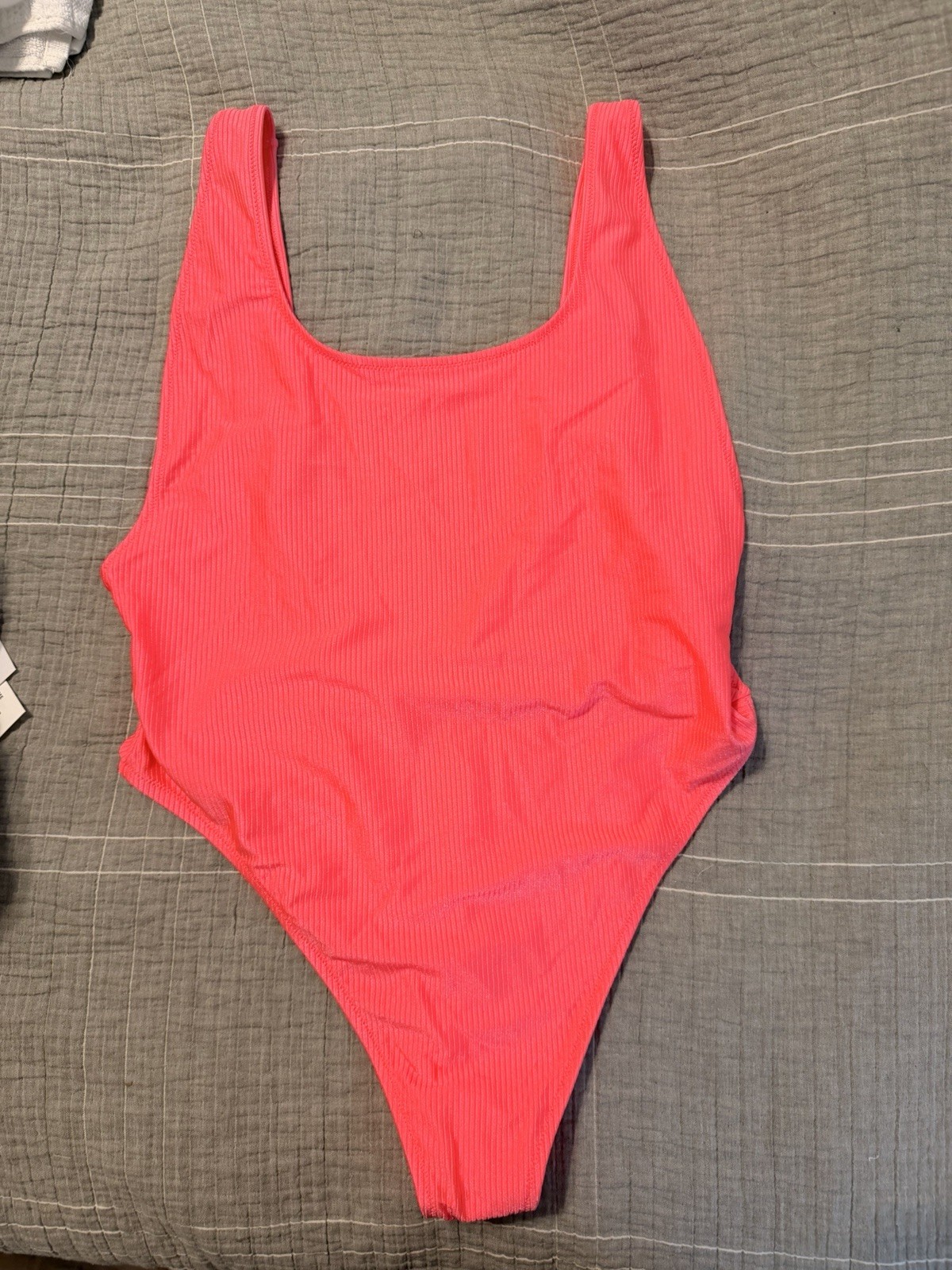 Aerie Pink Ribbed One-Piece Swimsuit Wide Strap Stretch Women’s XL