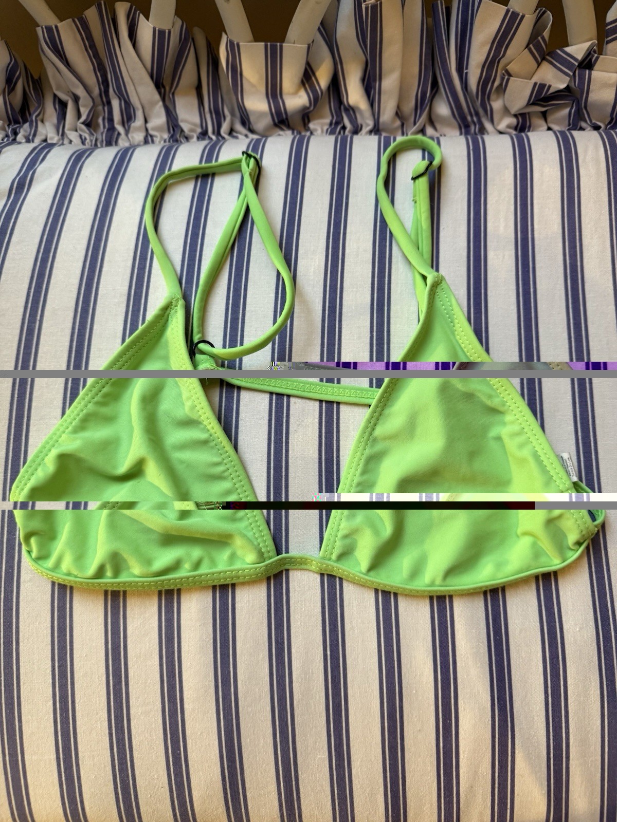 Neon Green Strappy Bikini Set size M 80% nylon 20% spandex pre-owned + Gift
