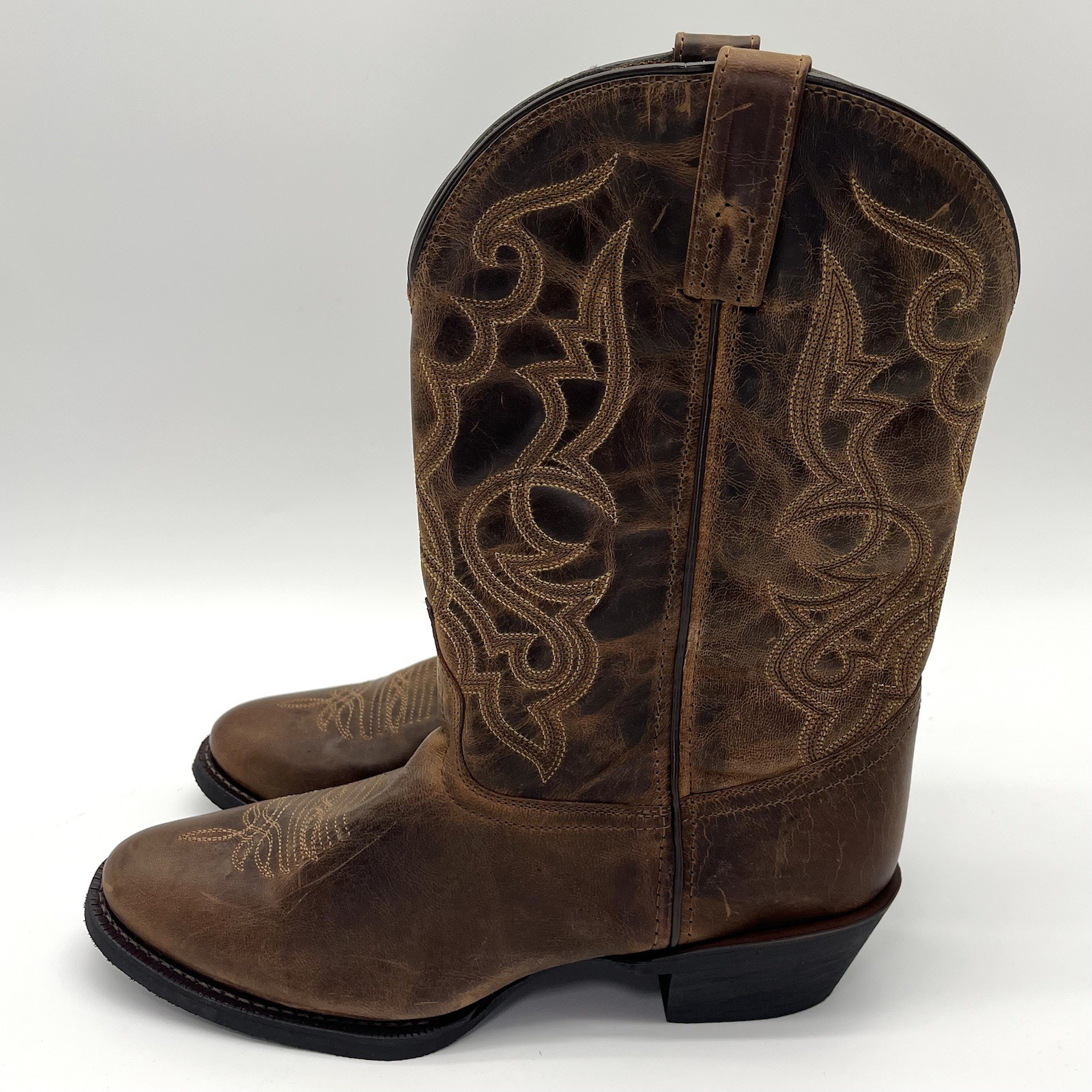 Laredo Western Boots Women’s Size 12 M Brown Distressed Leather Cowboy 51112 NEW