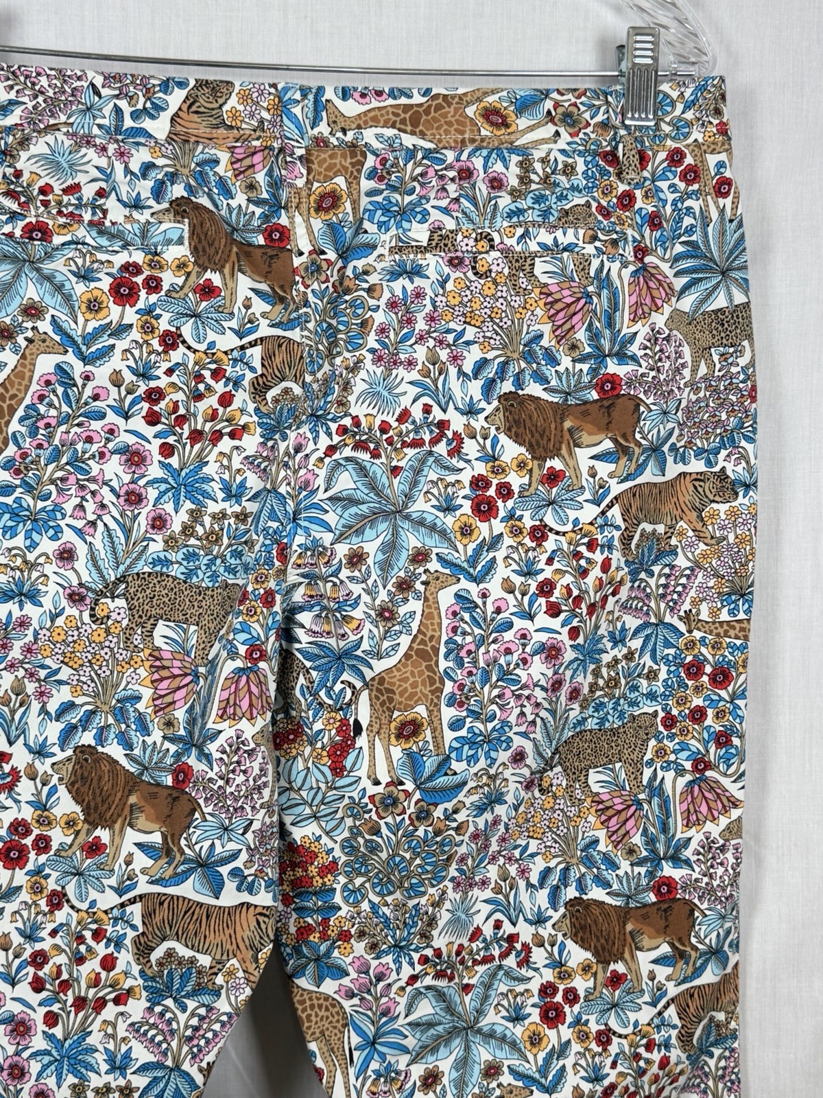 Talbots Relaxed Chino Pants Womens 14P Safari Animal Floral Print Cotton Crop