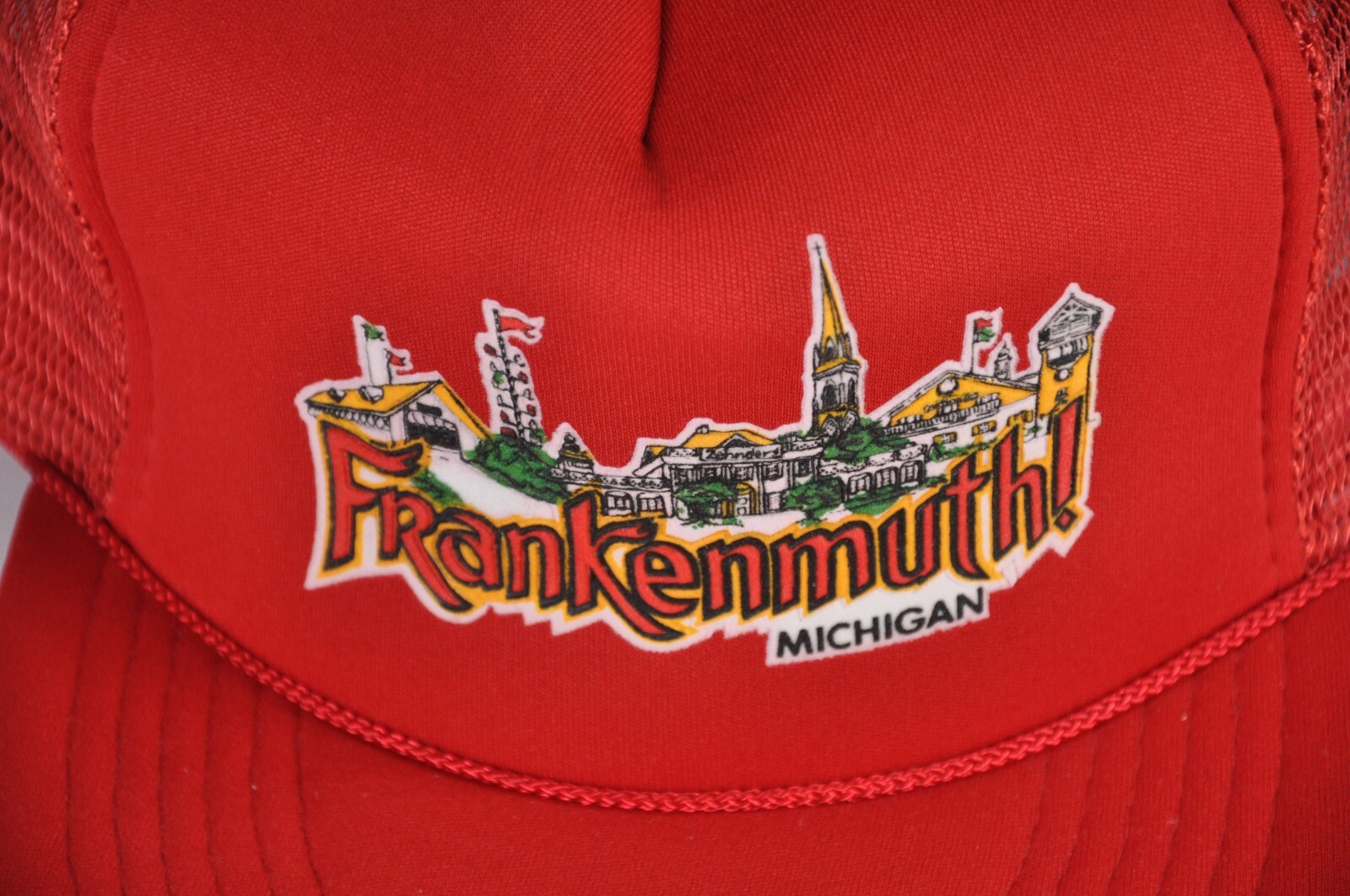 Frankenmuth! Michigan Bavarian Red Trucker Mesh NOS Snapback Foam Polyester