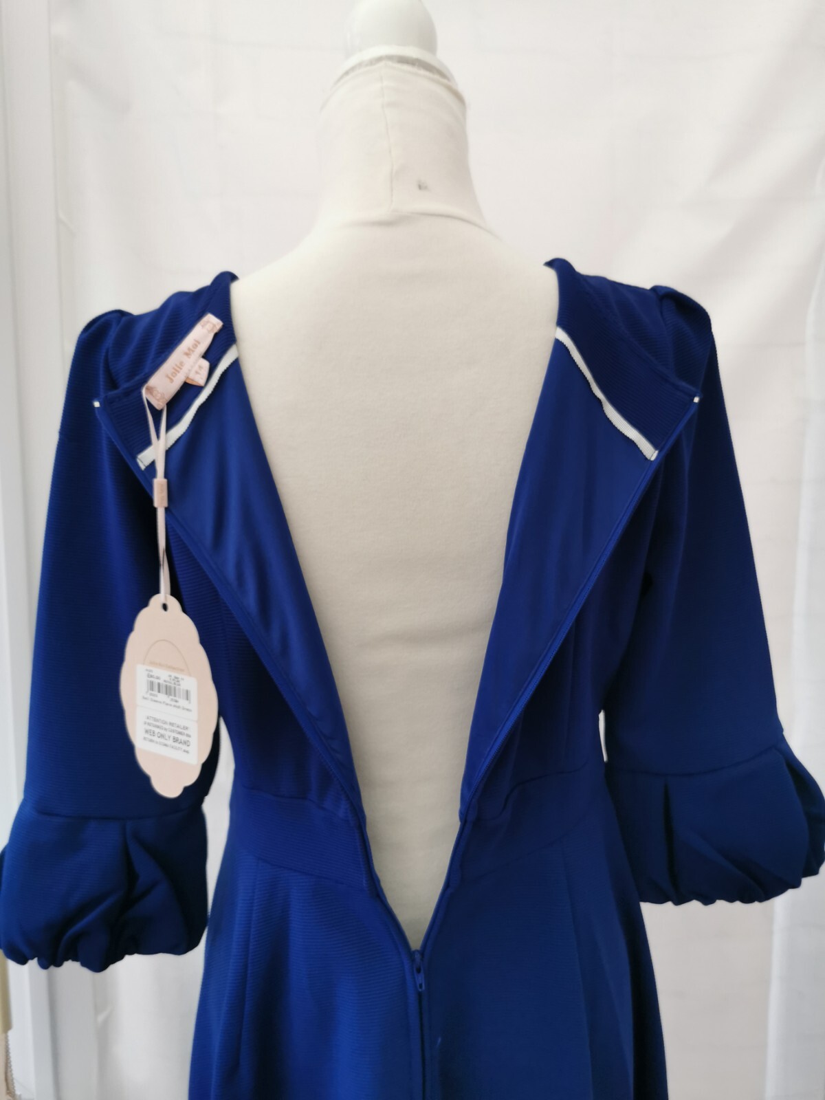 Jolie Moi Ladies Dress Bnwt Size 14 Royal Blue Lined 3/4 Sleeves Scoop Neck
