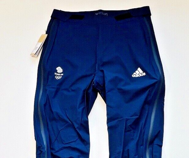 Adidas Team GB RAIN Trousers Blue WaterProof Track Pants Mens Womens XS S M L XL