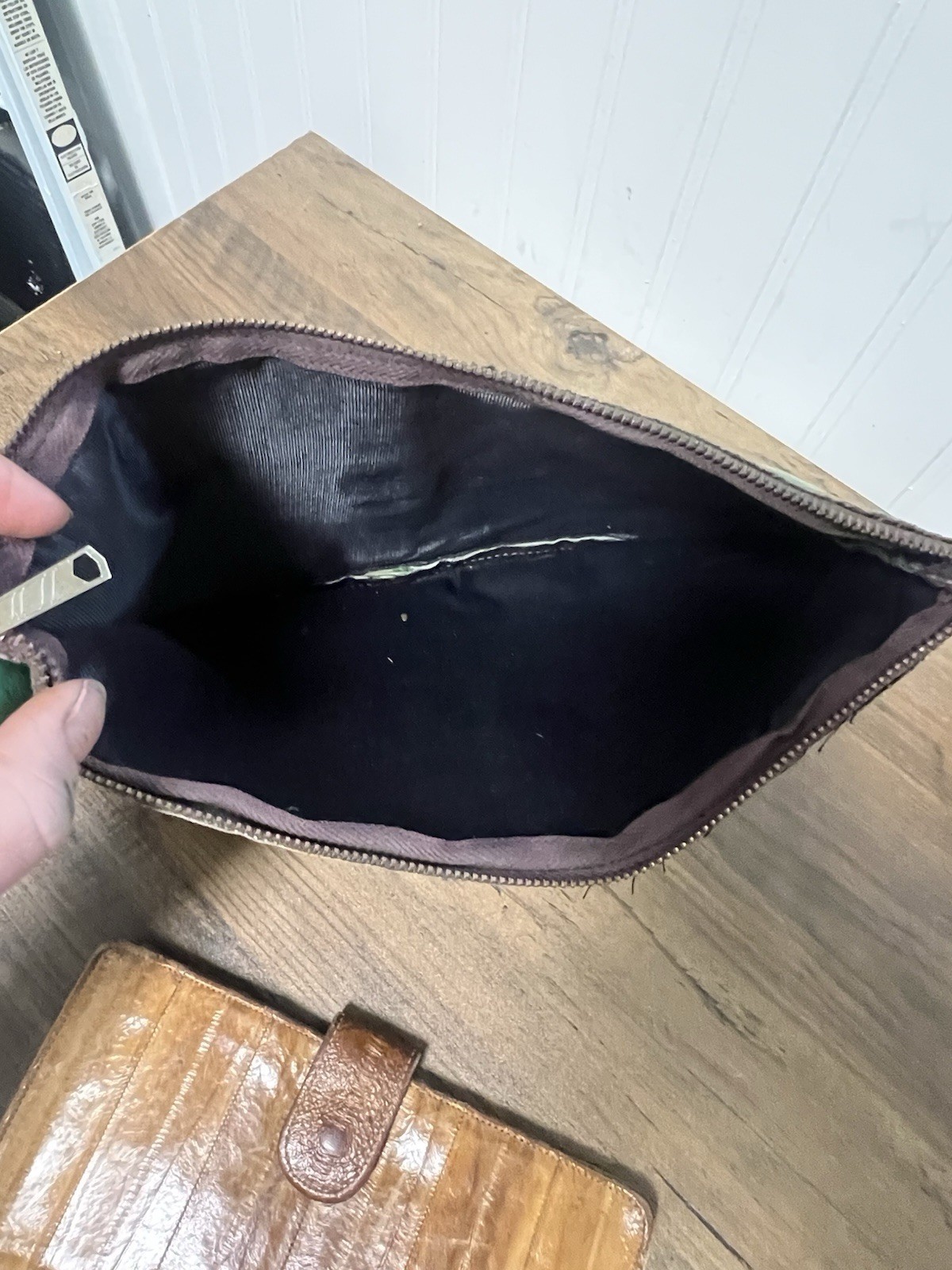 Pair of Vintage Leather Handmade Handbag & Eel Leather Wallet