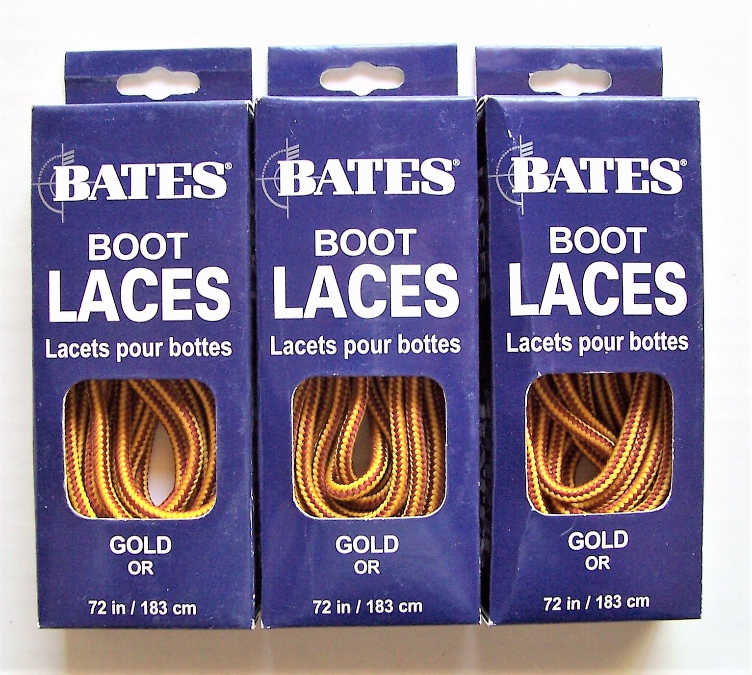 3 New Pairs Of BATES Boot Laces Gold Brown 72 inch 183 cm Large NEW