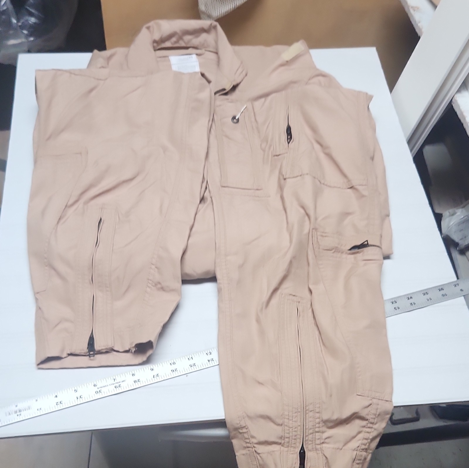 DJ Manufacturing Corp. Fire-Resistant CWU 27/P Flight Suit Coveralls Tan 40L