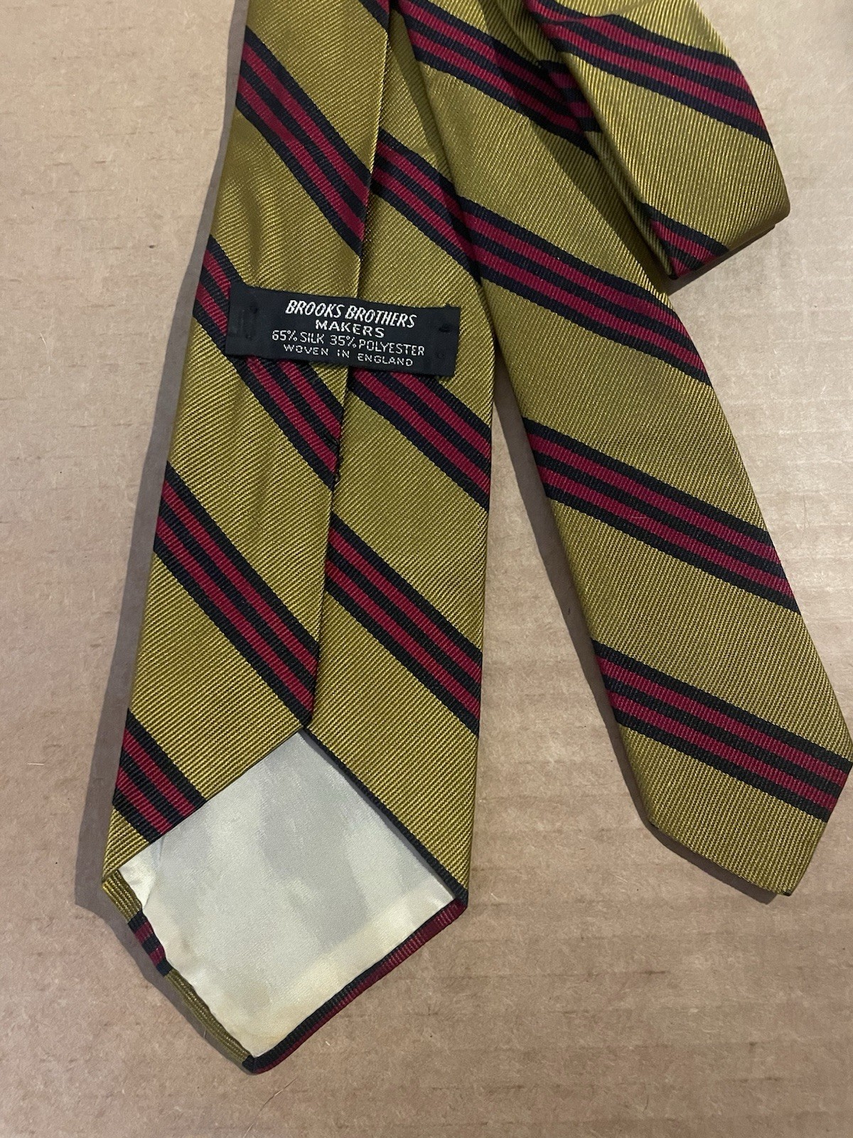 Brooks Brothers Yellow, Red & Blue Striped Tie 100% Silk Men’s Necktie 3 1/8” W