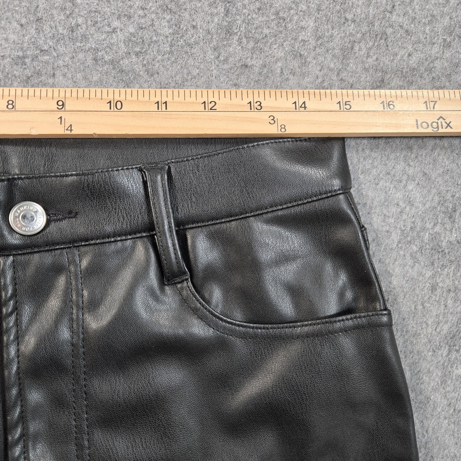 7 For All Mankind Bootcut Jeans Womens 30 Black High Rise Faux Leather Denim