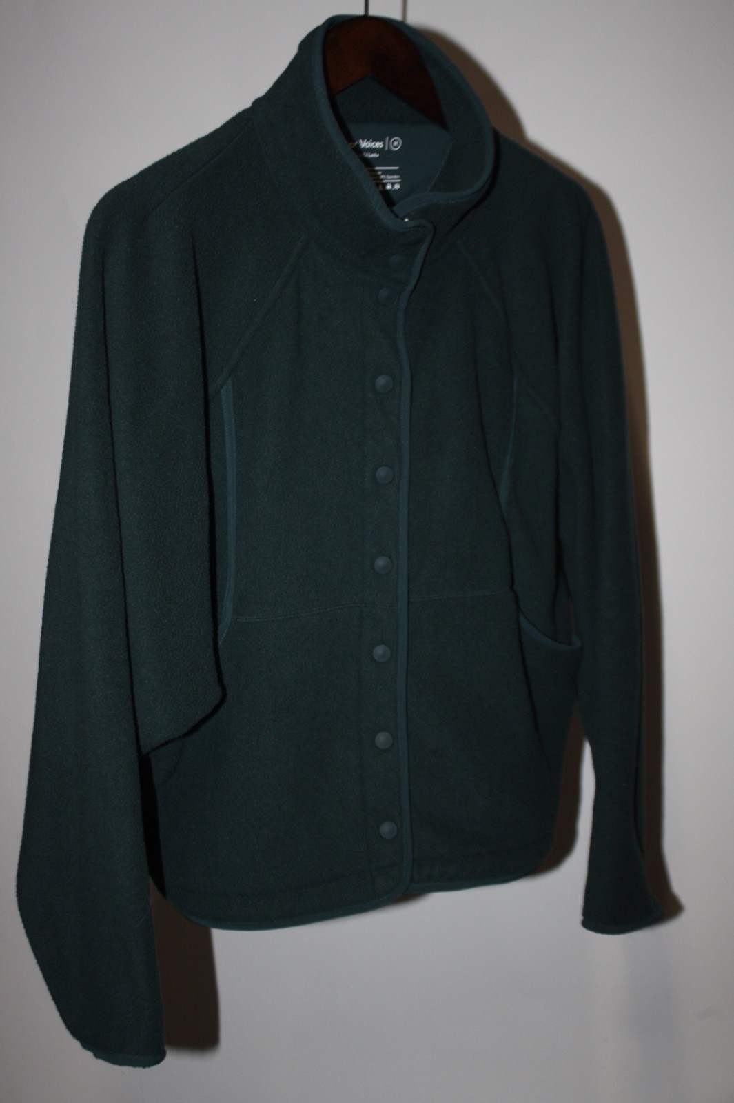 OUTER VOICES Snap Fleece Mens Medium Green Sweatshirt Jacket 100% Recycled Poly