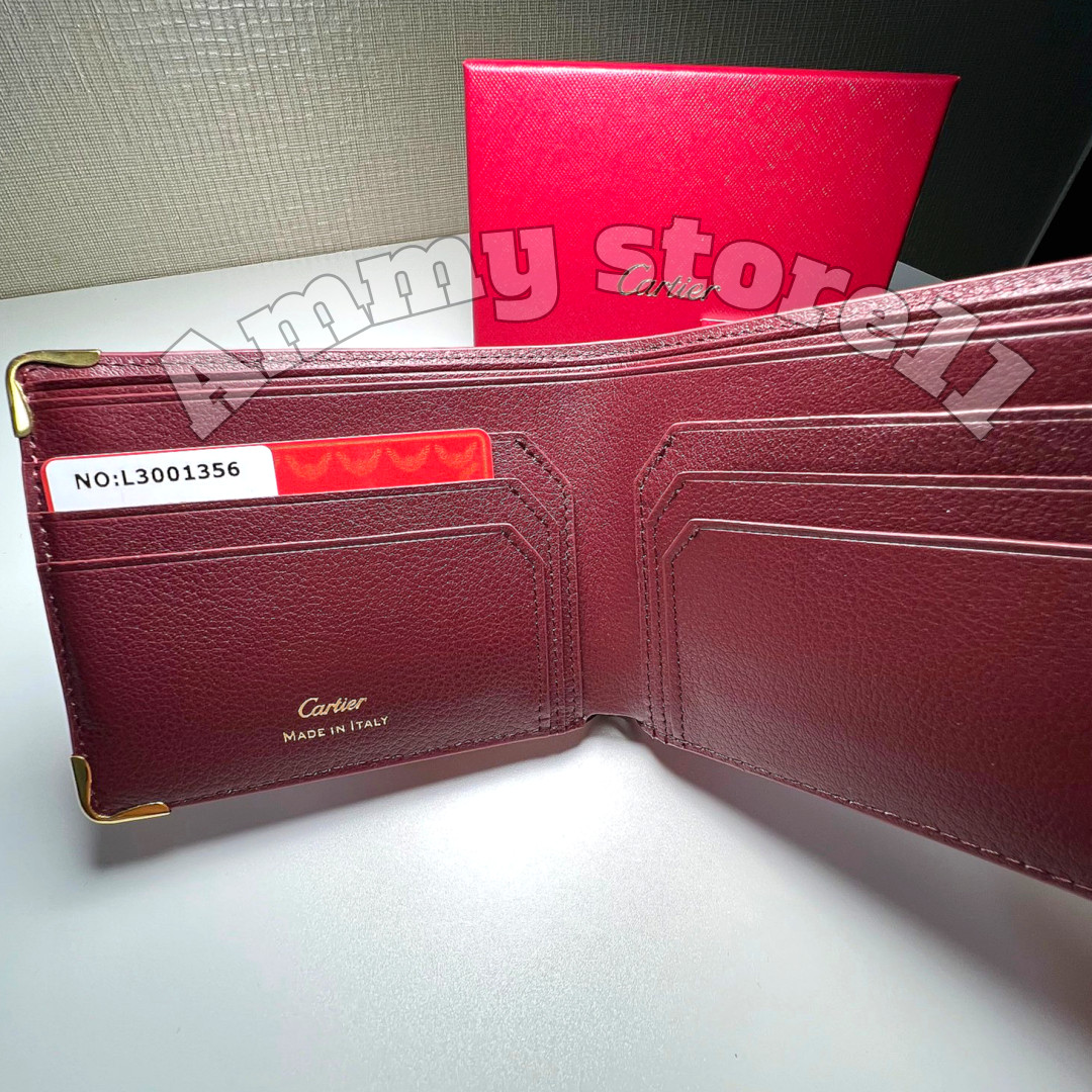 CARTIER Must De Cartier Burgundy Leather Bifold Wallet Vintage Rare