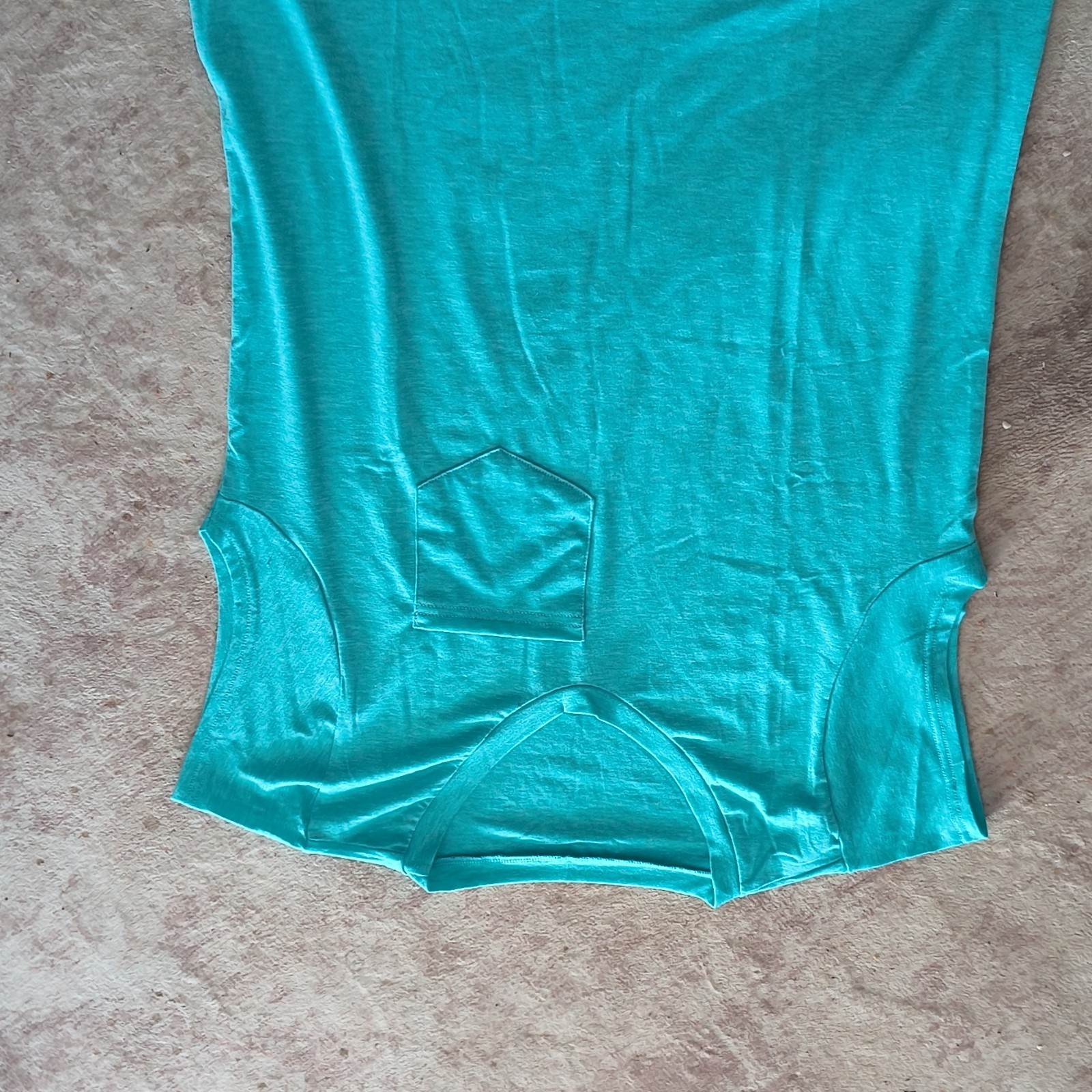 Women’s Teal Solid Knit V-Neck Sleeveless Pullover T-Shirt Top Pocket Size L