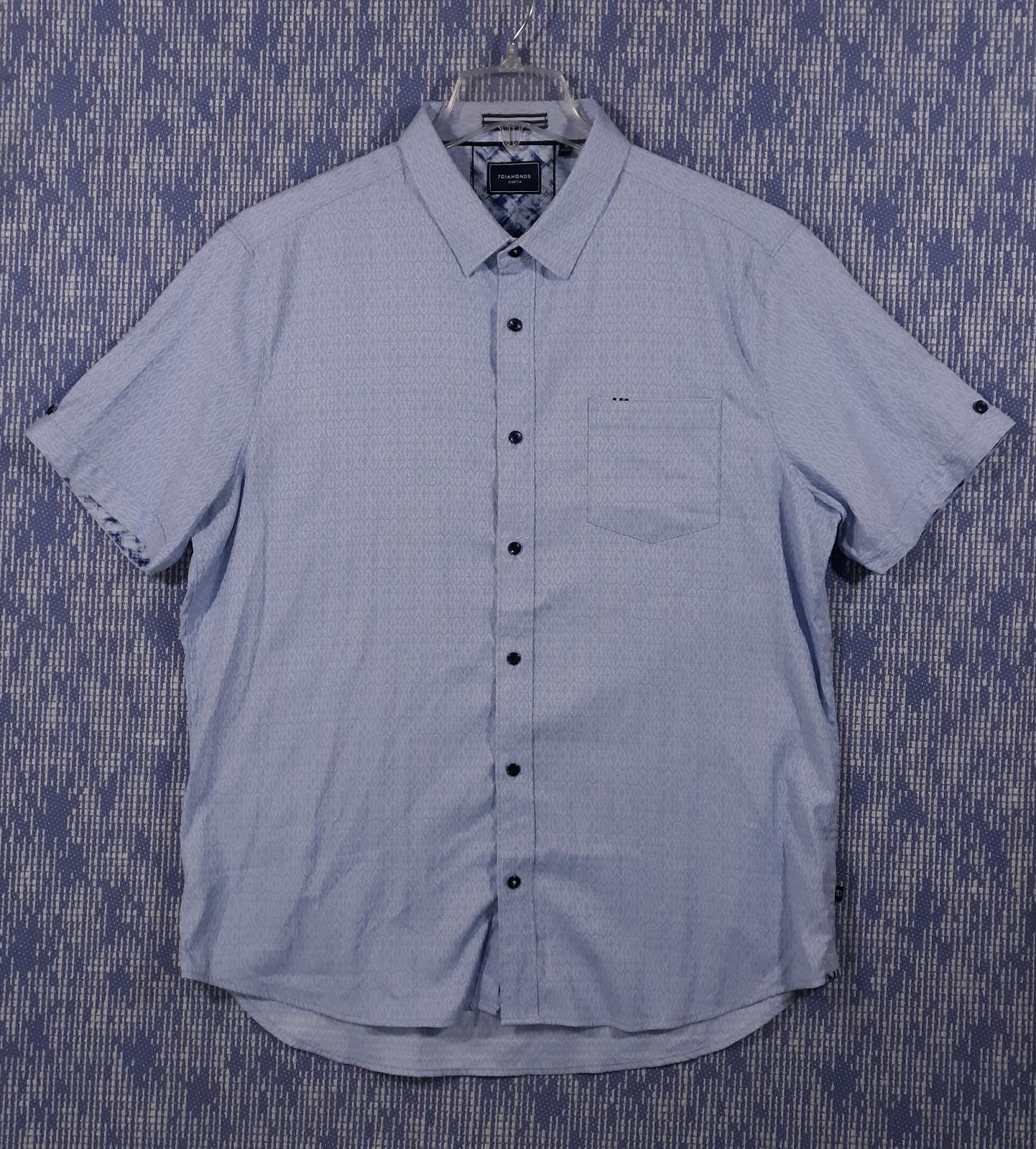 7 Diamonds Shirt Mens XL Blue Pretzel Logic Jacquard Stretch Performance