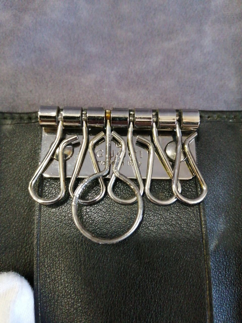GUCCI 6-Key Case Shima Sherry Line Leather Canvas Used
