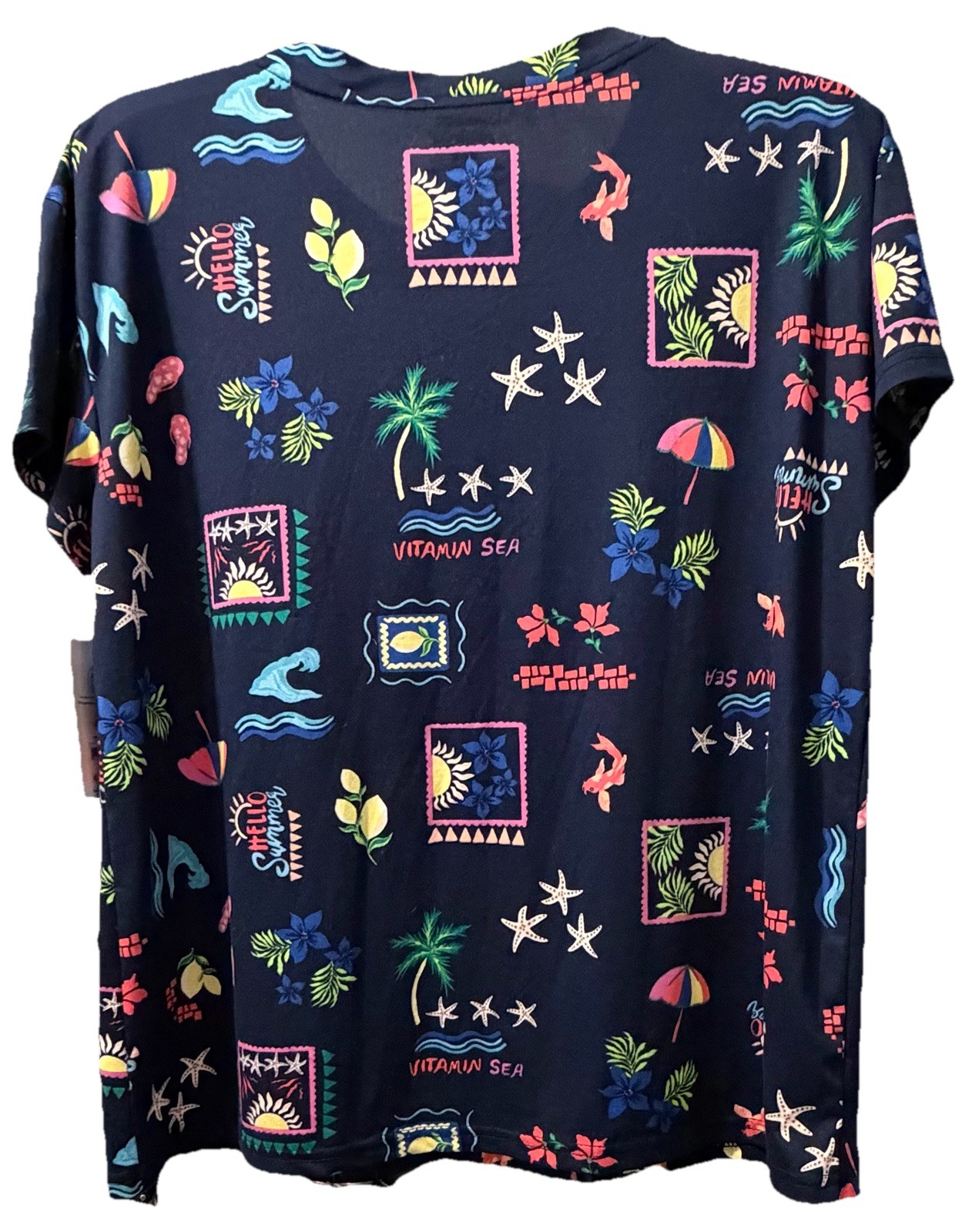 NWT Joyspun Dreamy Soft Pajama Set Medium Tropical Blue Pockets Loungewear